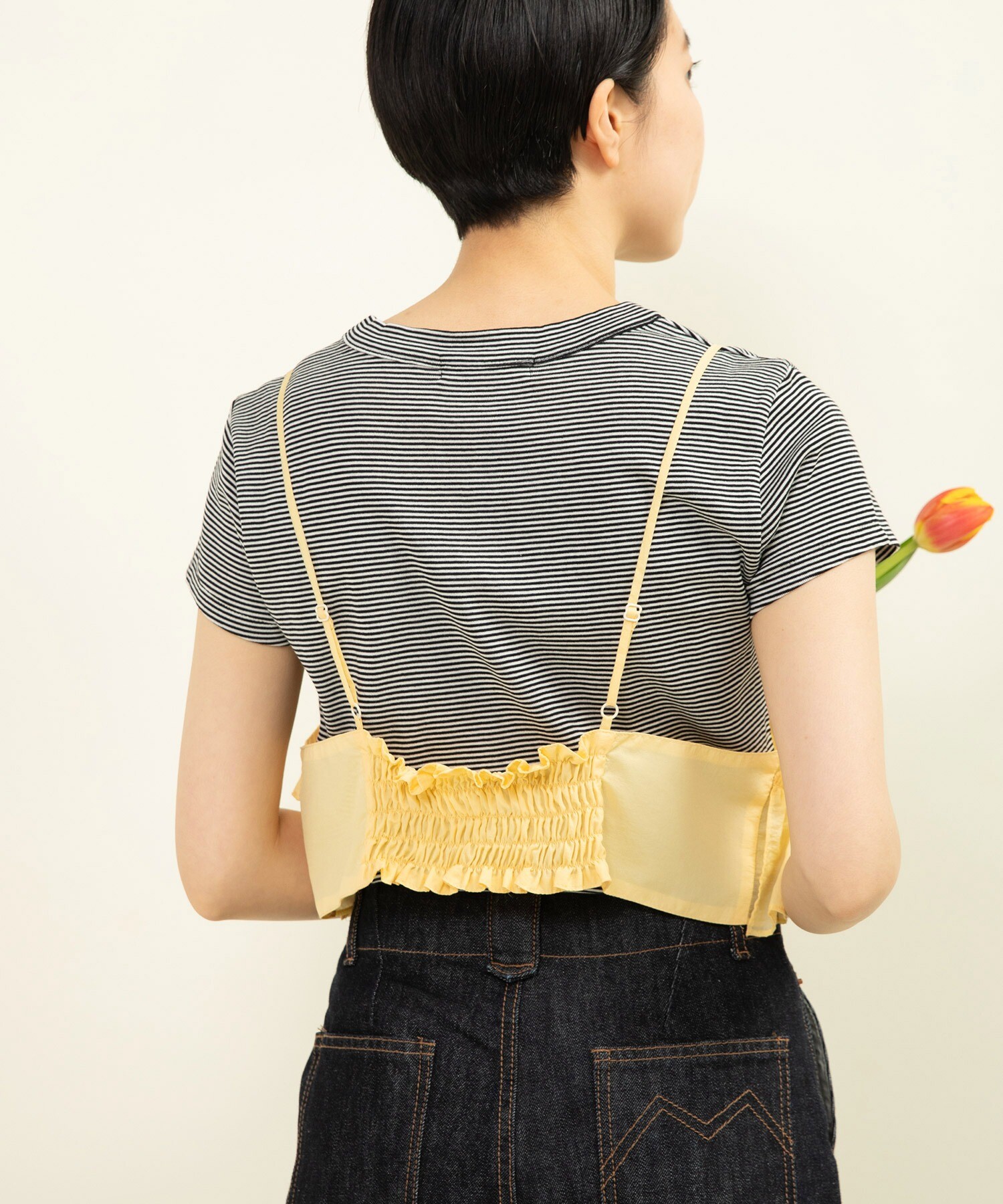 新品未使用　ジャガードキャミタックブラウス　Loungedress Loungedress タックキャミブラウス ブラック フリーサイズ