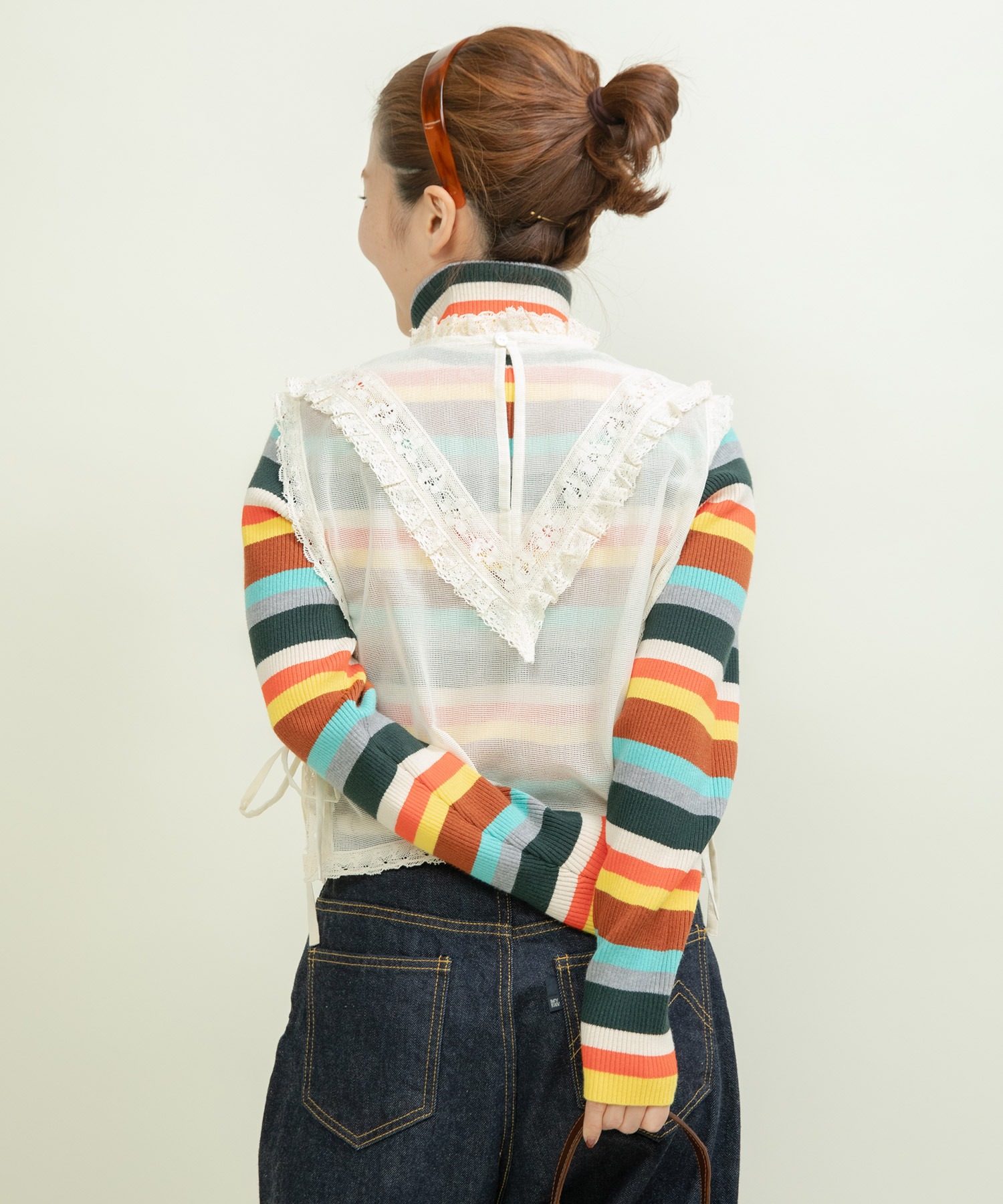 AMBIDEX Store ○コットンメッシュ レースノースリーブブラウス(F