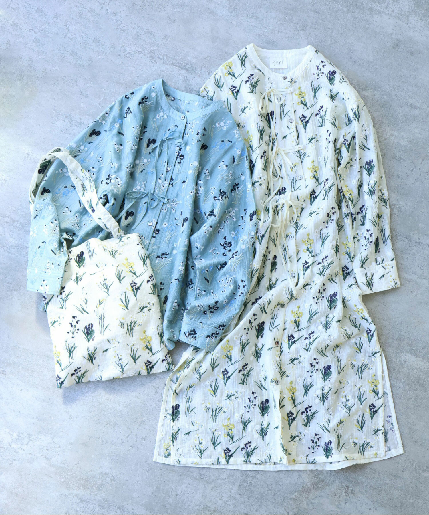 AMBIDEX Store 【予約販売】○Floral embroidely BAG(F アオ): yuni