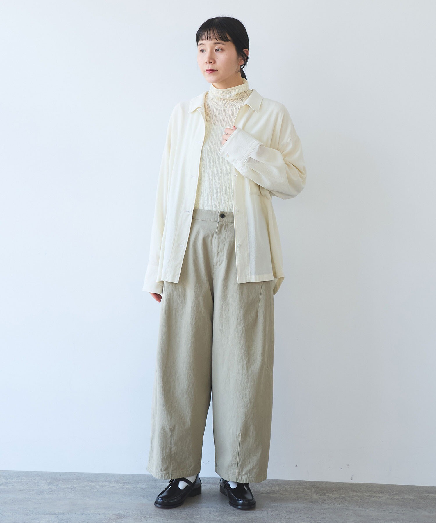 AMBIDEX Store ○レーヨンウール haori シャツ (F キナリ): yuni