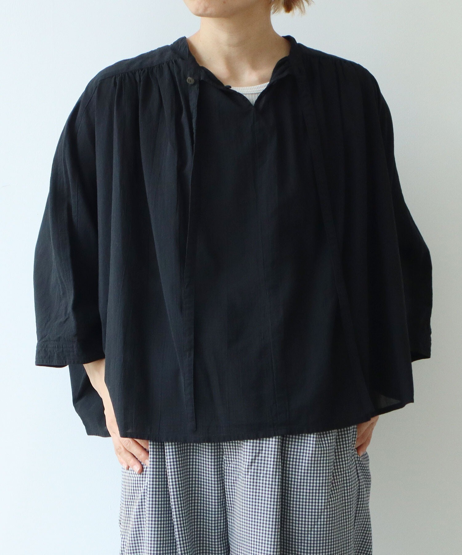 AMBIDEX Store high twist/コットン product dye 2way ブラウス