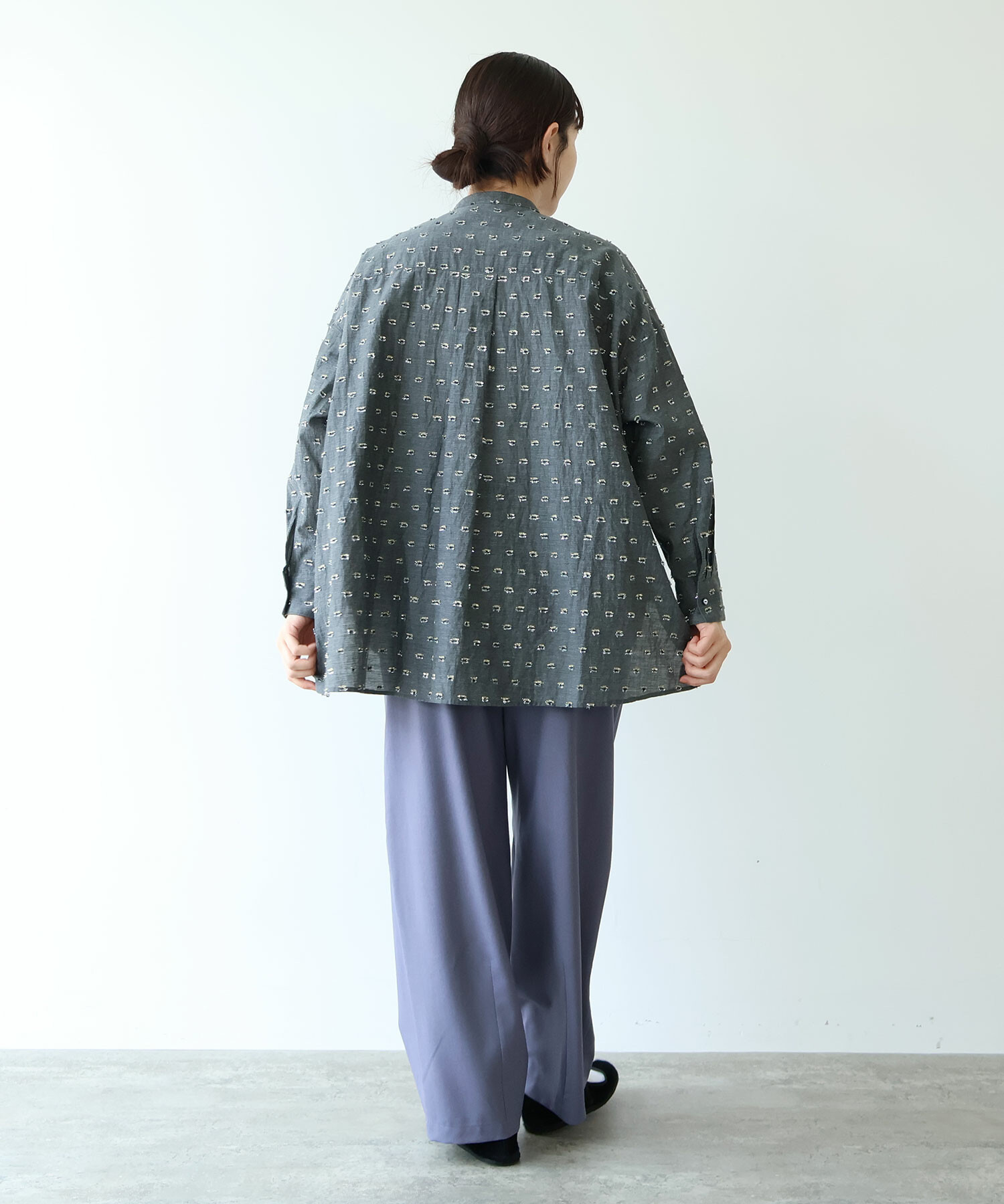 AMBIDEX Store Cotton/Nylon ラメジャカード wide シャツ(F コン): yuni