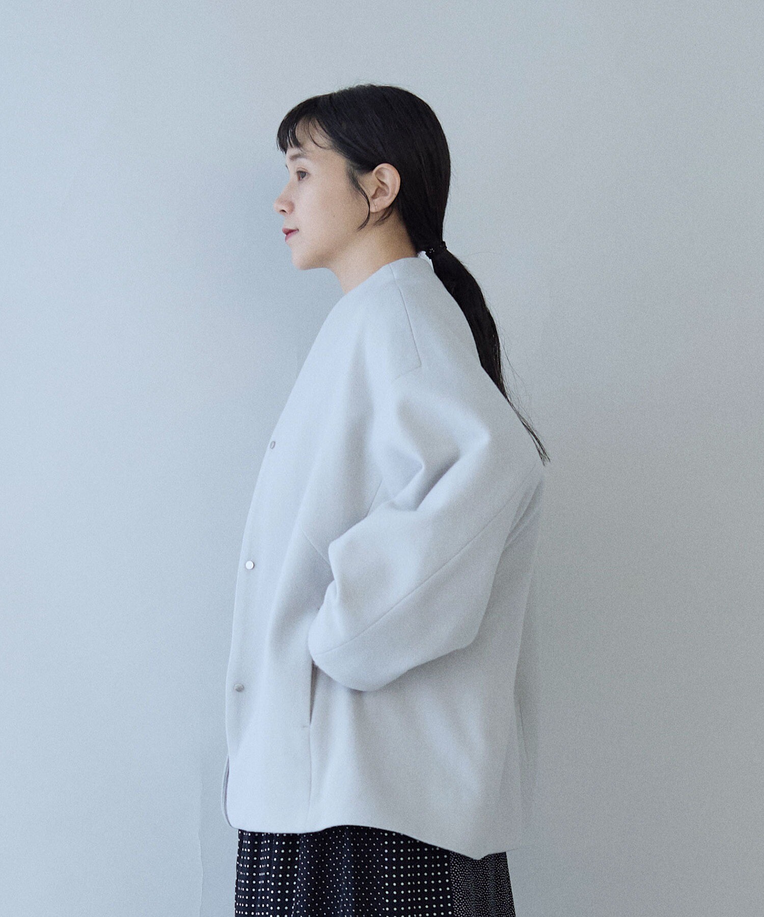 AMBIDEX Store ○ウールsuper100 middle length cocoonコート(F グレー