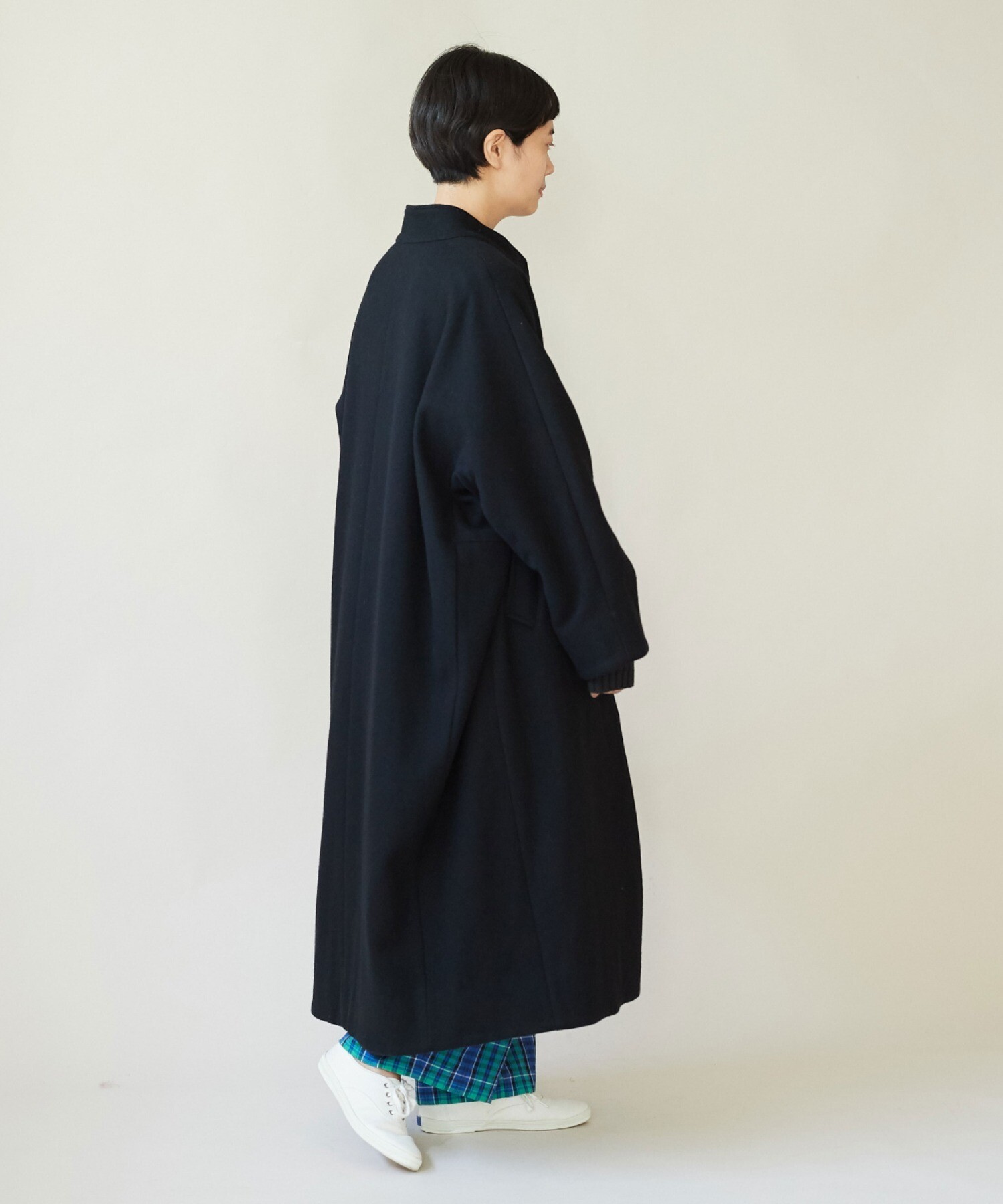 AMBIDEX Store △Wool/super100 wide stand collar コート(F クロ): yuni