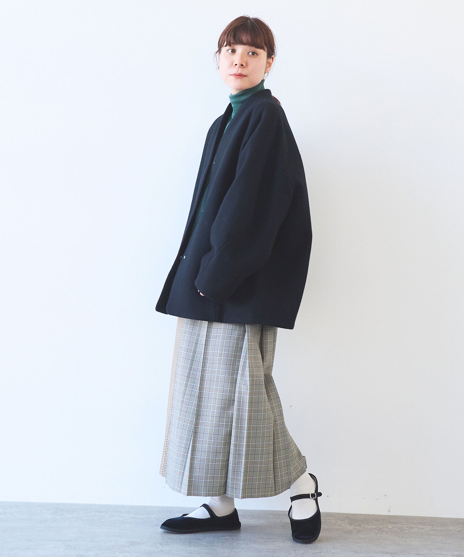 AMBIDEX Store ウールsuper100 middle length cocoonコート(F キナリ