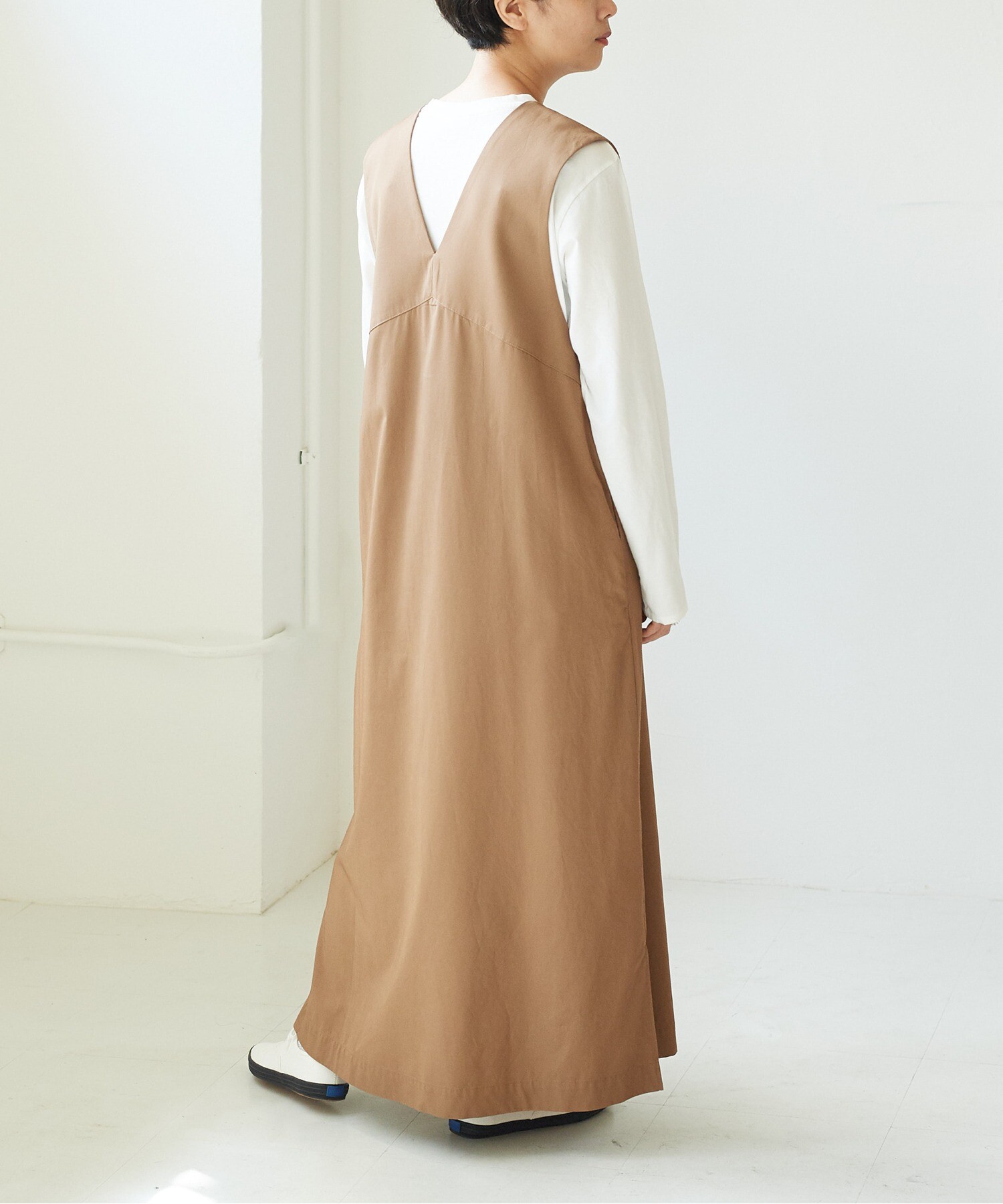 AMBIDEX Store △80/2強撚ギャバコットン jumper skirt(F ブラウン): yuni