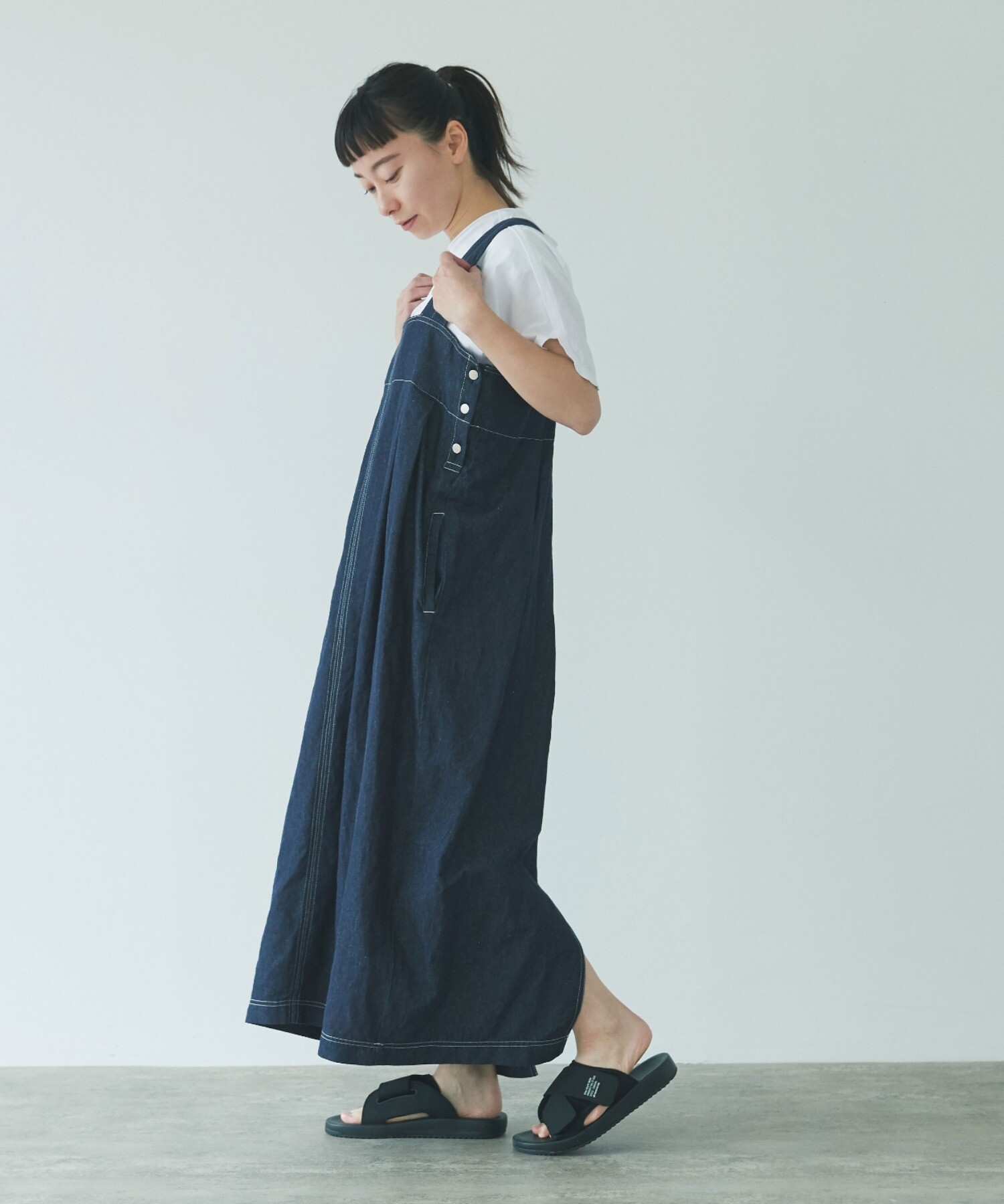 AMBIDEX Store コットン/リネン デニムジャンパースカート(F コン): yuni