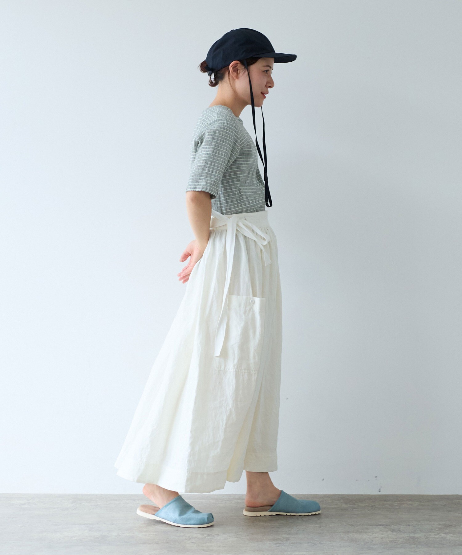 Apuntob | リネンギャザースカート Beige Check