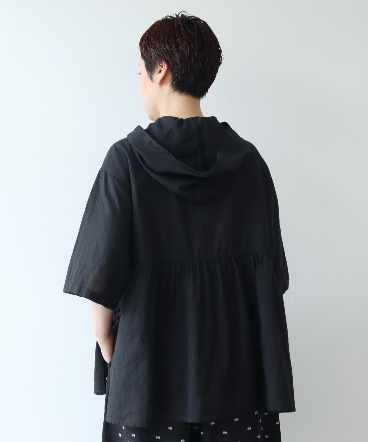 AMBIDEX Store △○high twist OX 製品染 フードシャツ(F BLACK