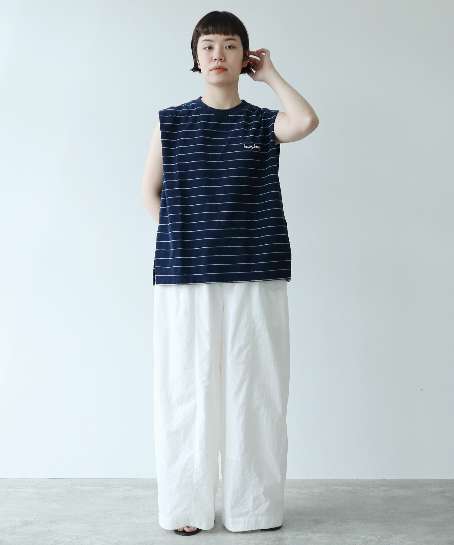 AMBIDEX Store ○pil border MINI プルオーバー(F WHITE×RED): FLAT  