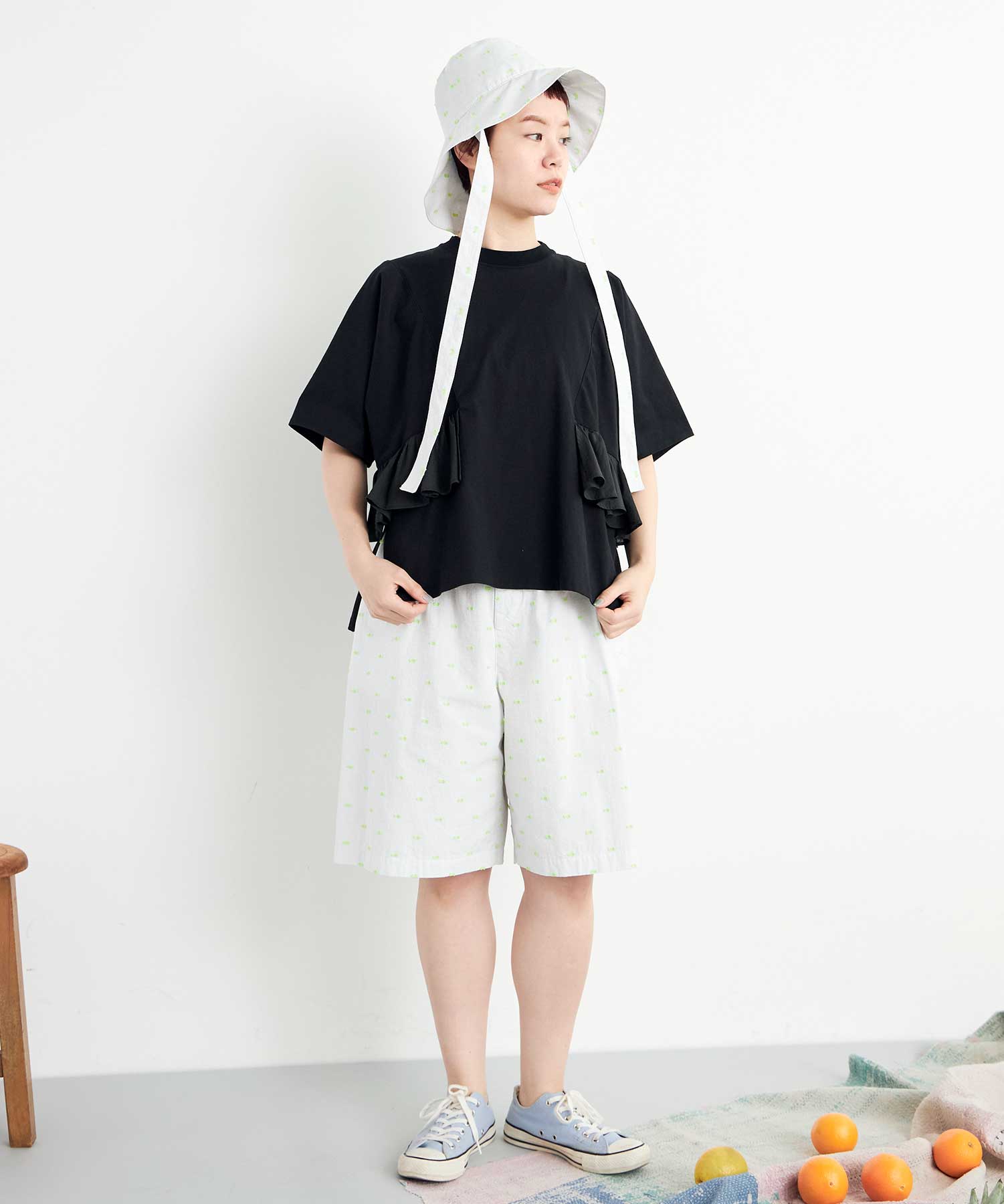 AMBIDEX Store △○40/2マーセライズ天竺 frill Tシャツ(F WHITE