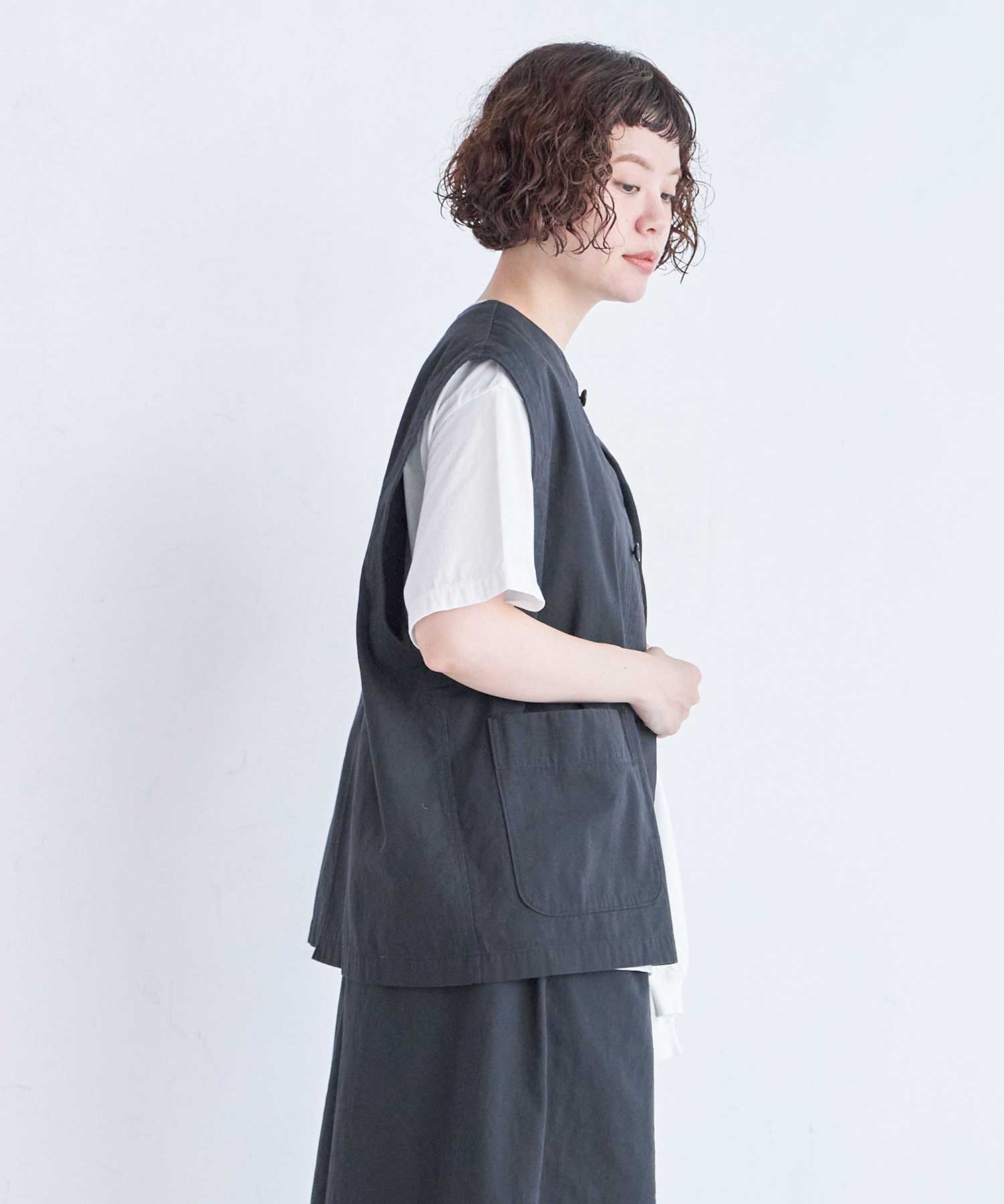 AMBIDEX Store ○強撚TWILL ジレ(F BLACK): FLAT-cic-HATENA