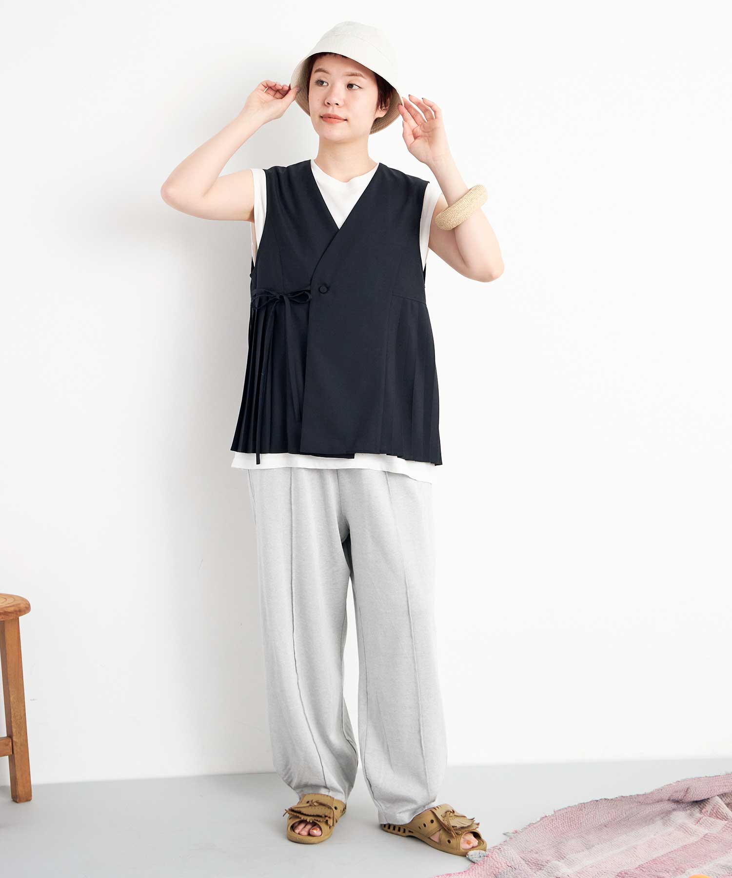 超話題新作 AMBIDEX FLAT-cic IVORY): ジレ(F RAP tropical △○WOOL Store トップス