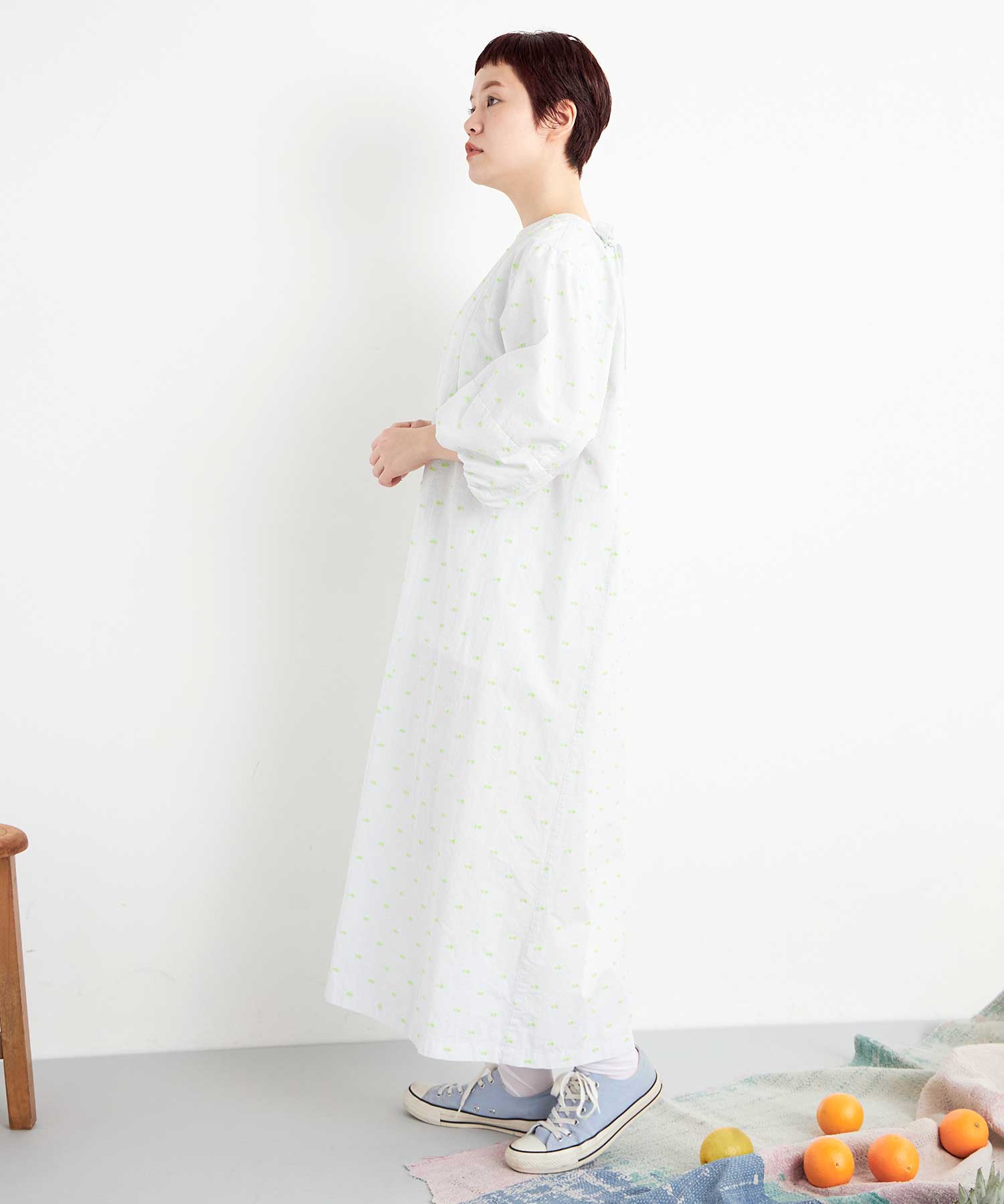 AMBIDEX Store ○CUT DOBBY バルーンドレス(F WHT×YEL): FLAT