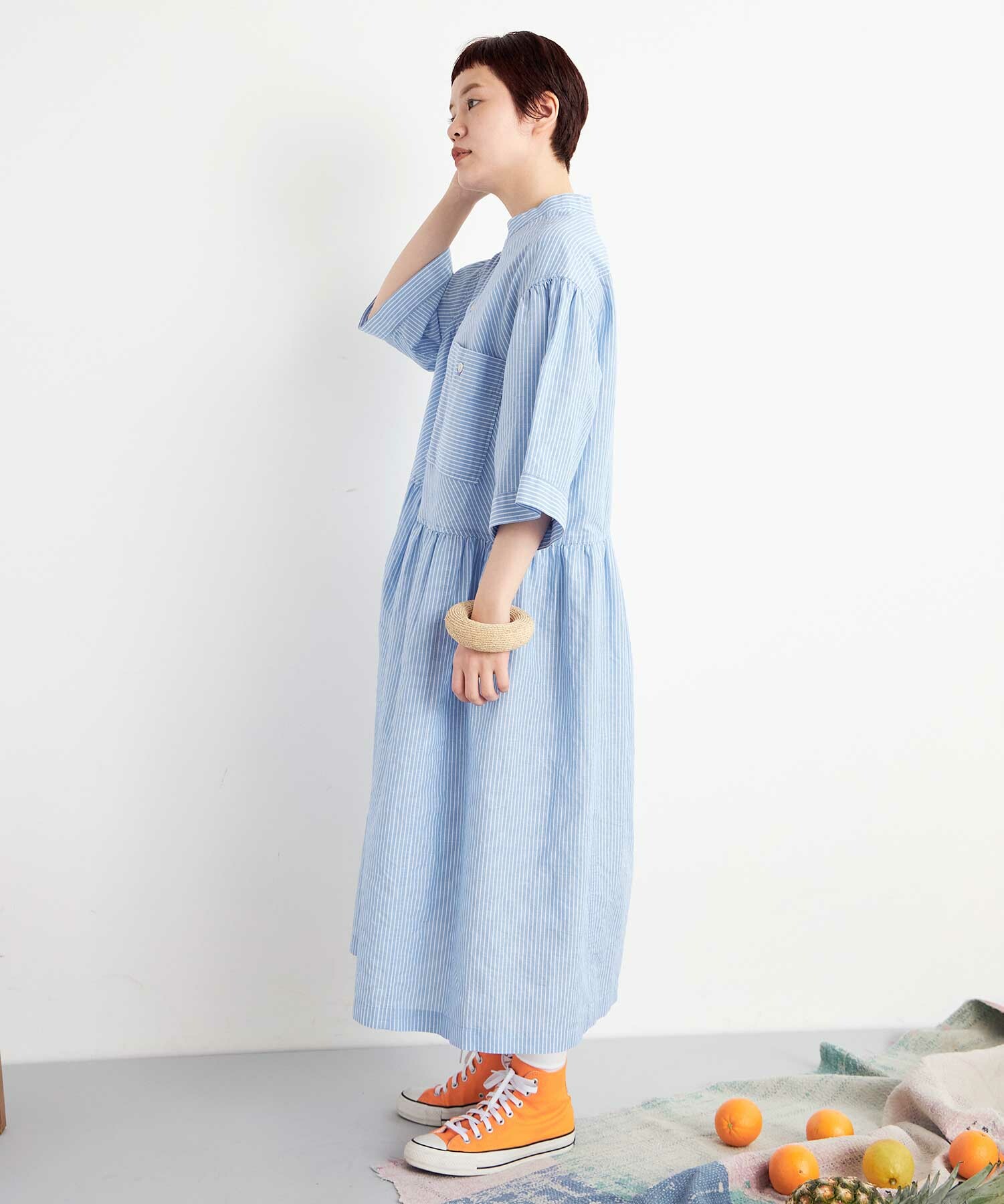 AMBIDEX Store ○ORGANIC コットン/リネン シャツドレス(F IVORY