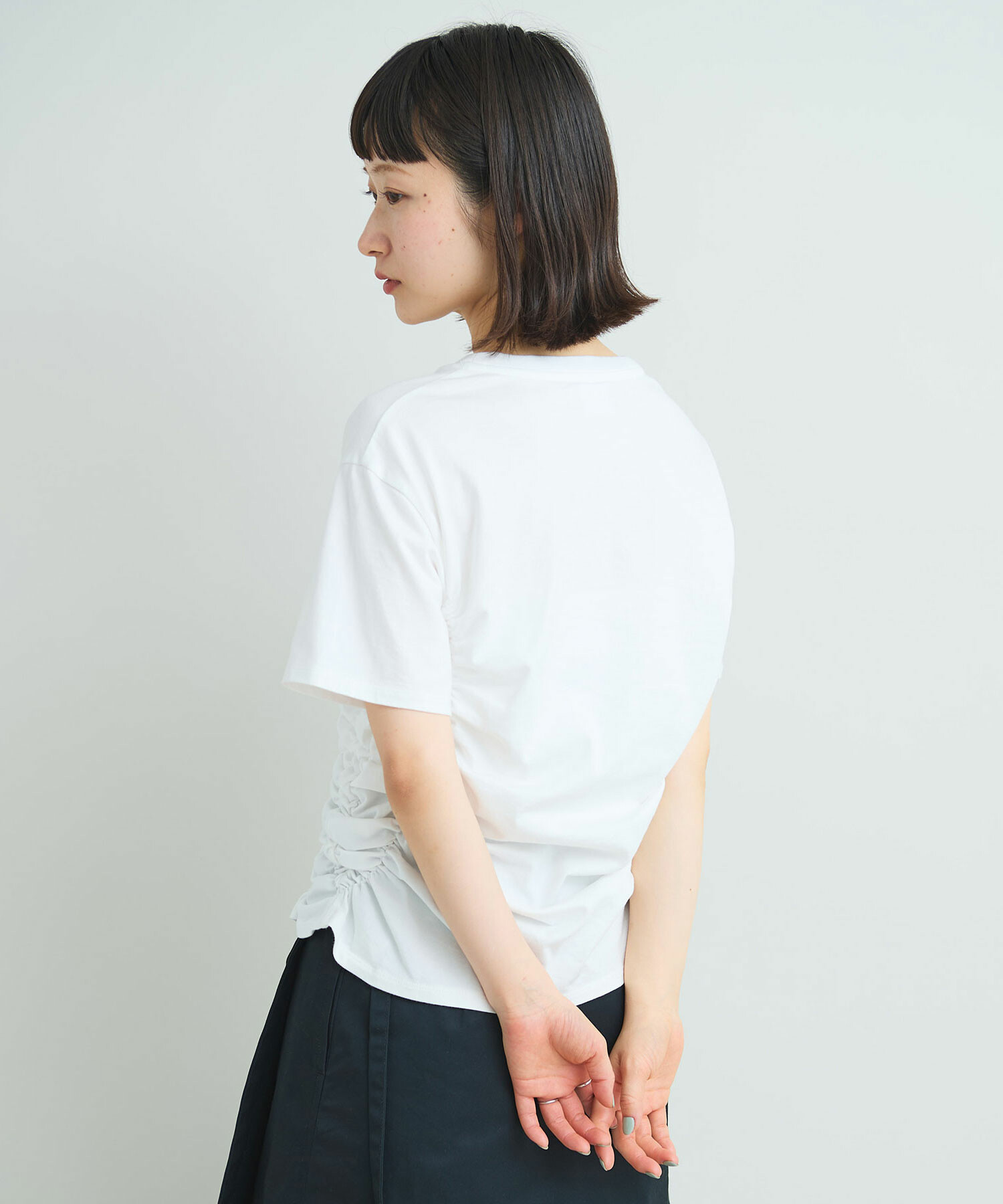 ドルチェ　シャーリングカットソー　ホワイト AMBIDEX Store 〇スワイ天竺 ラウンドシャーリング Tシャツ(F