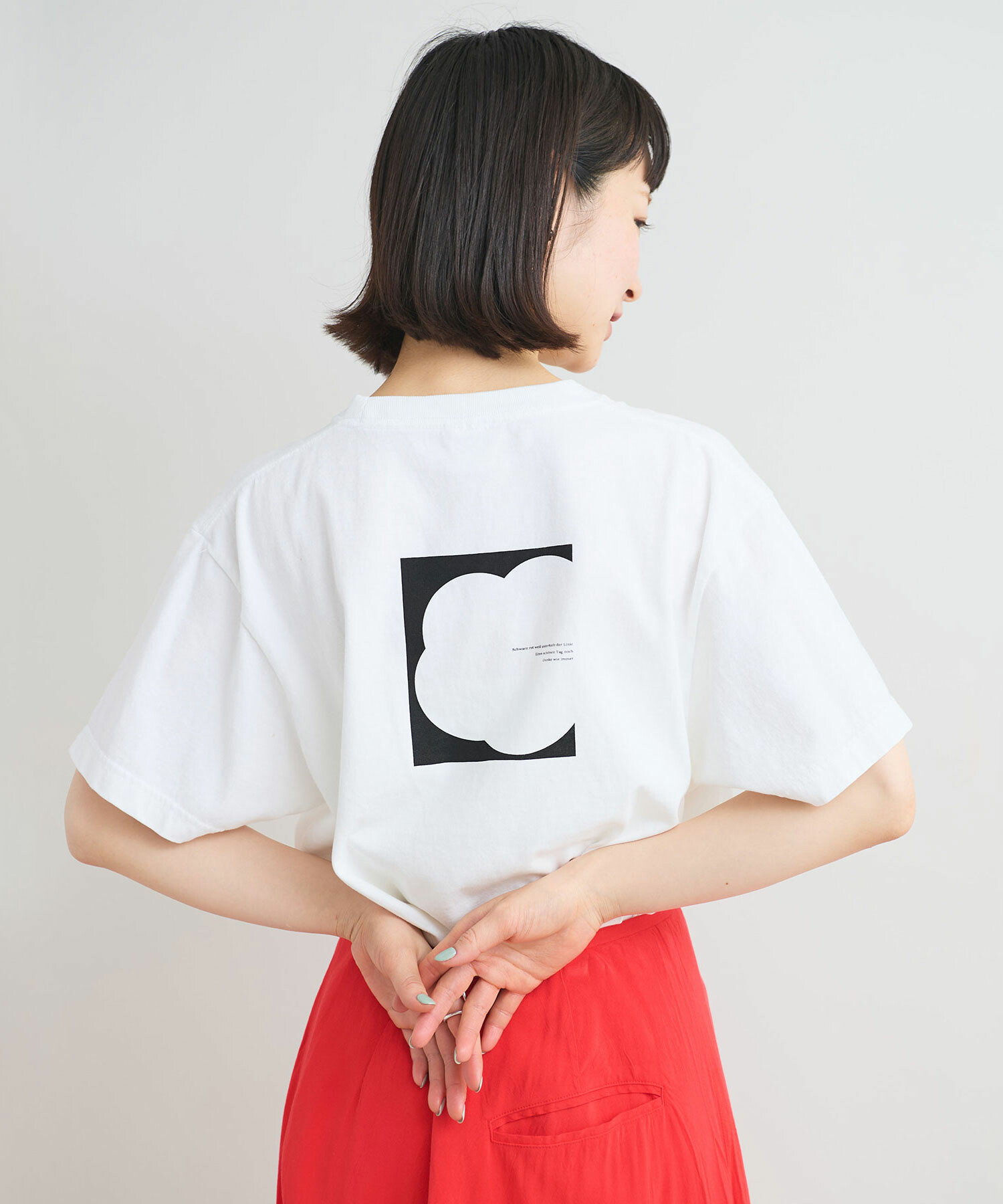 AMBIDEX Store セミコーマ天竺 バックプリント Tシャツ(F シロ): iki