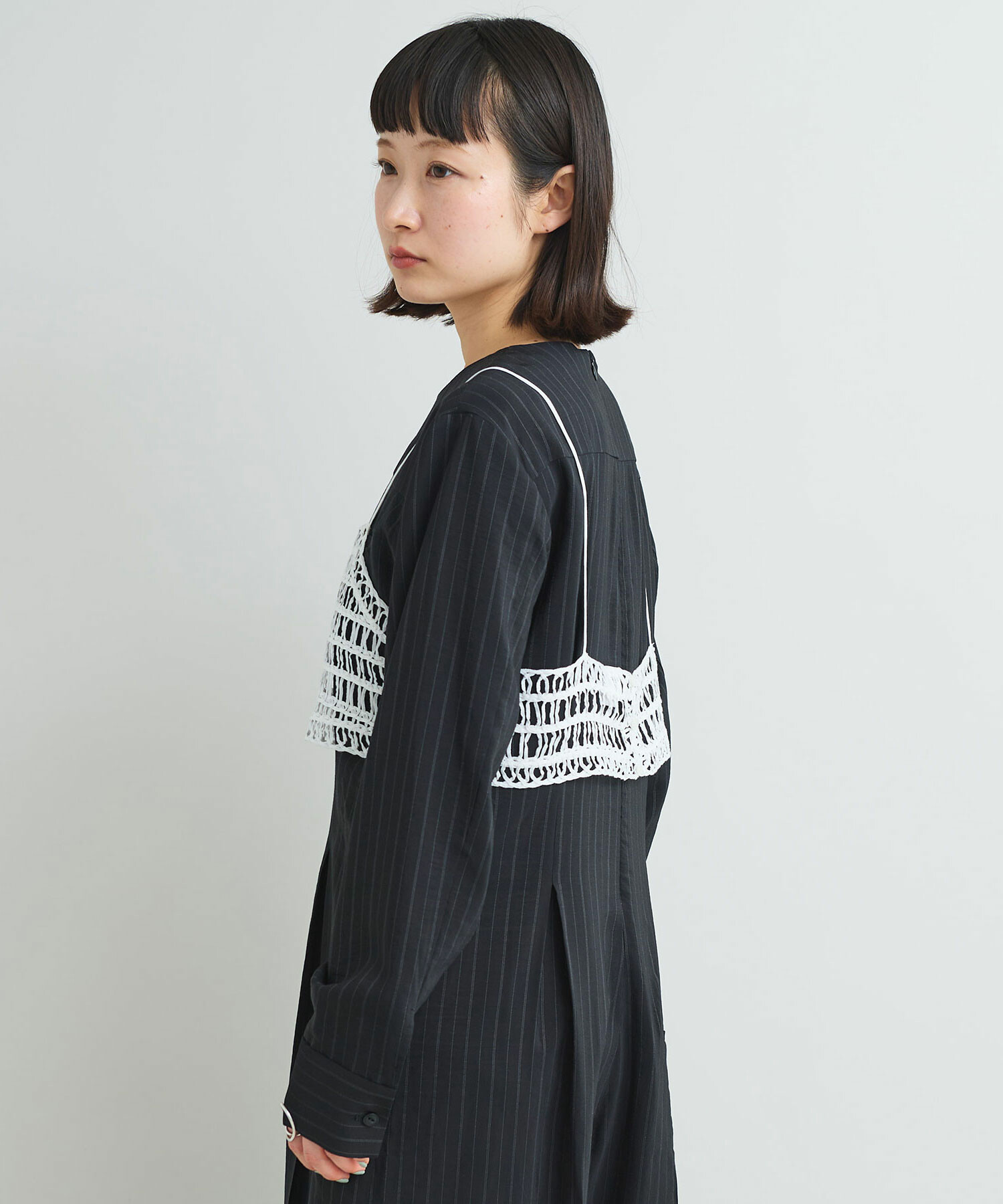 【iki 】テープヤーン刺繍ビスチェ/ホワイト AMBIDEX Store 【予約販売】〇テープヤーンループ刺繍 ビスチェ