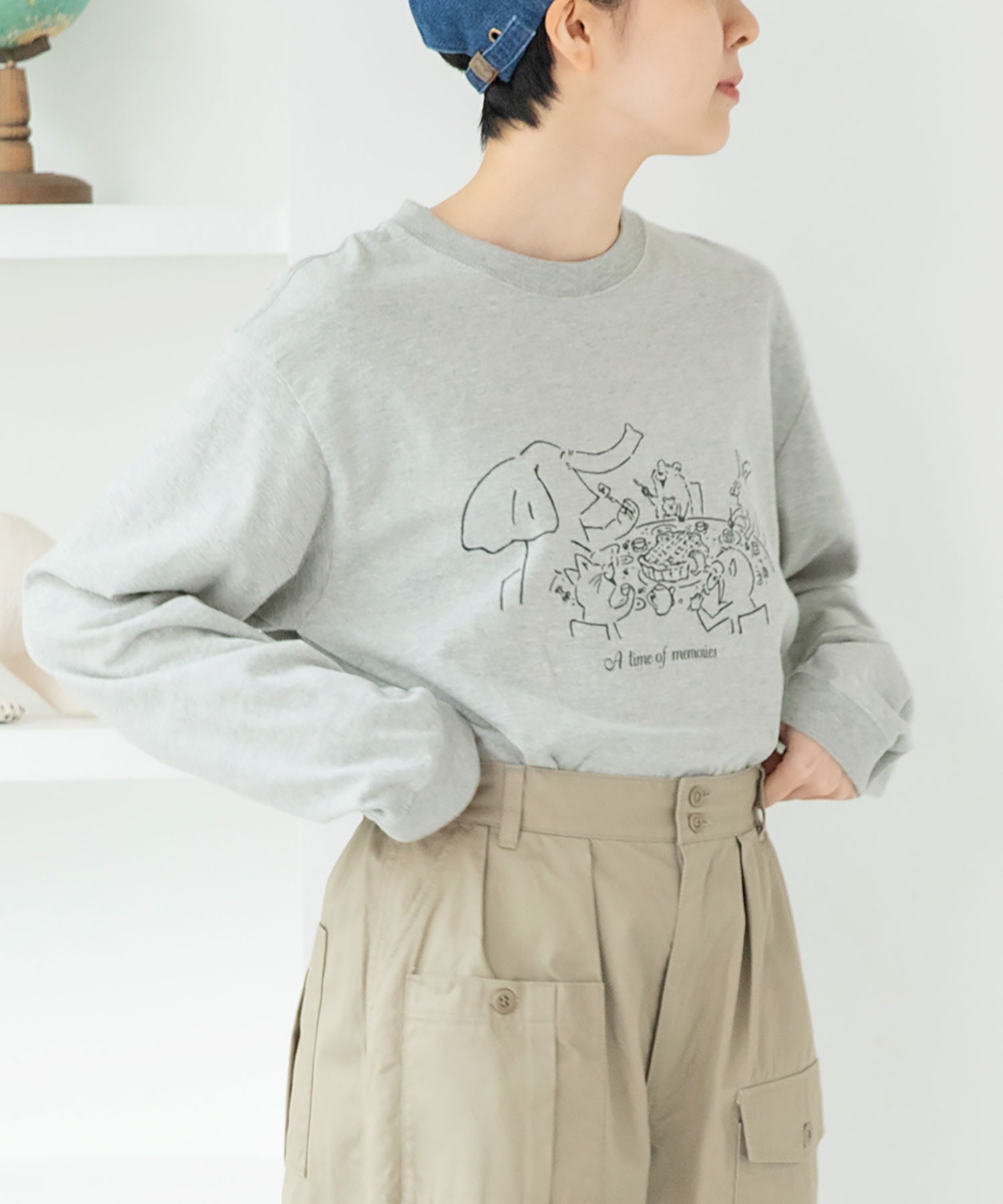 AMBIDEX Store ○animal tea party ロンT(F シロ): PAR ICI