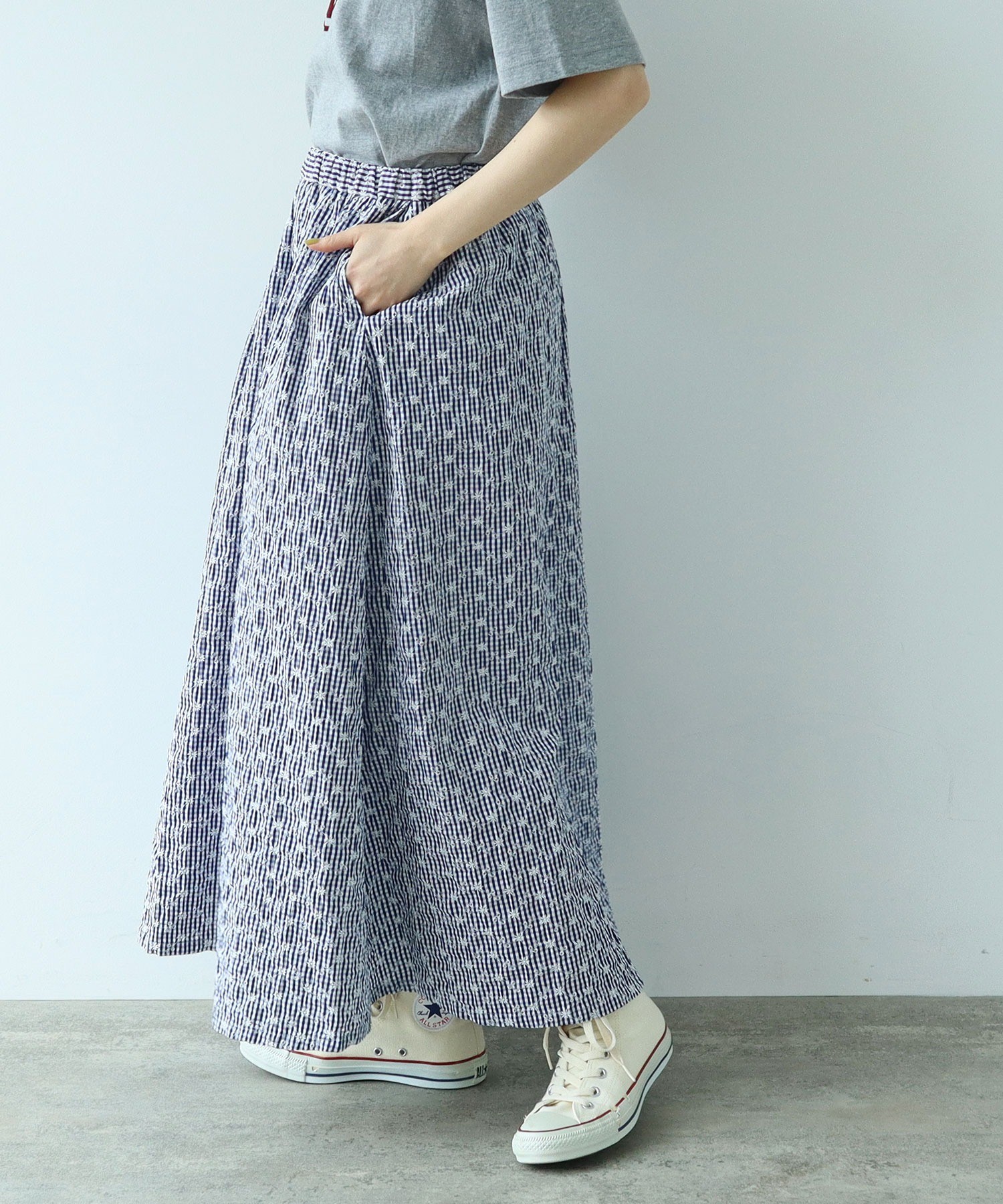 AMBIDEX Store ○【WEB別注カラー】ストライプ刺繍 ギャザー