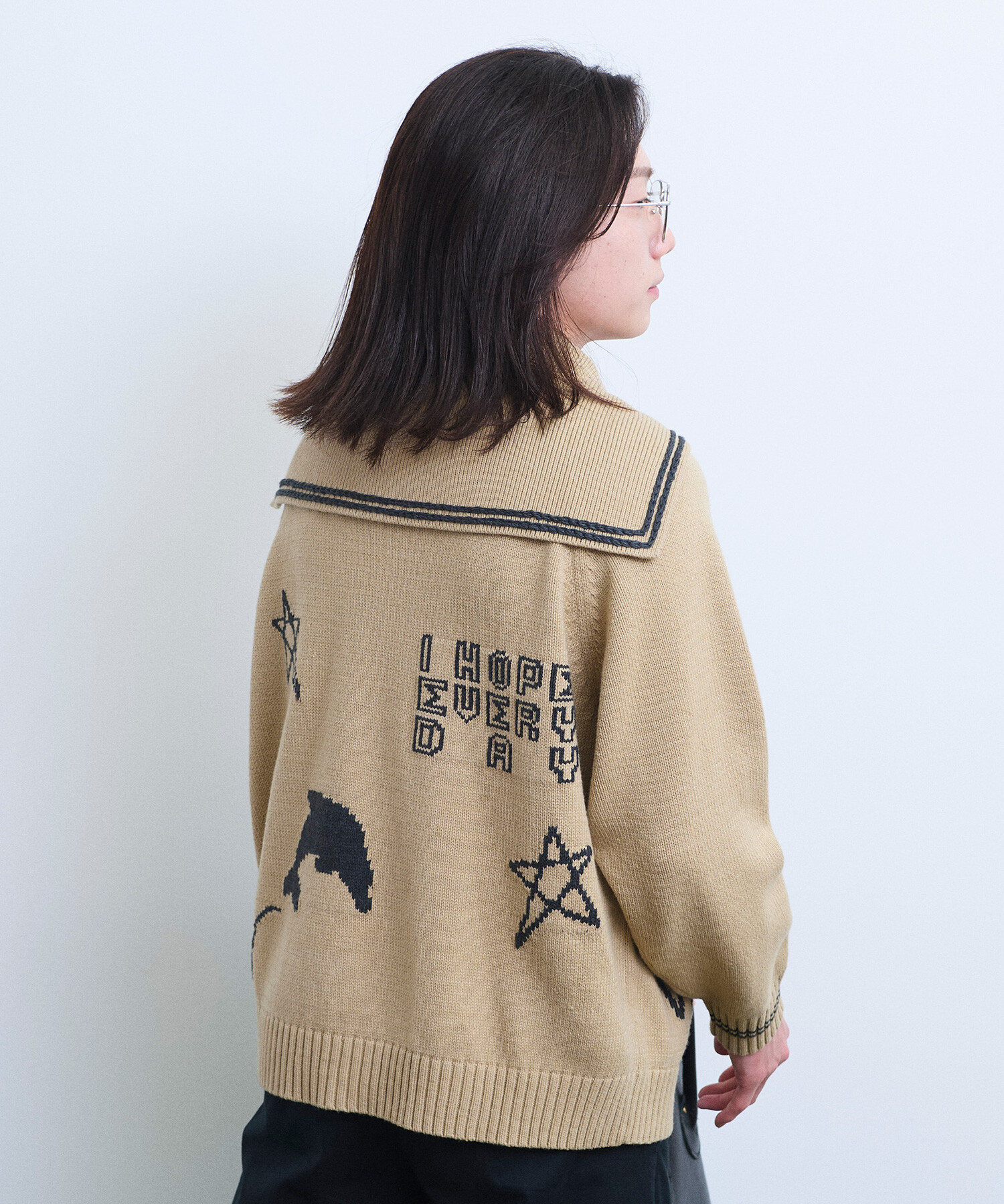 AMBIDEX Store 【予約販売】〇SAILOR COLLAR ニットブルゾン(F NAVY