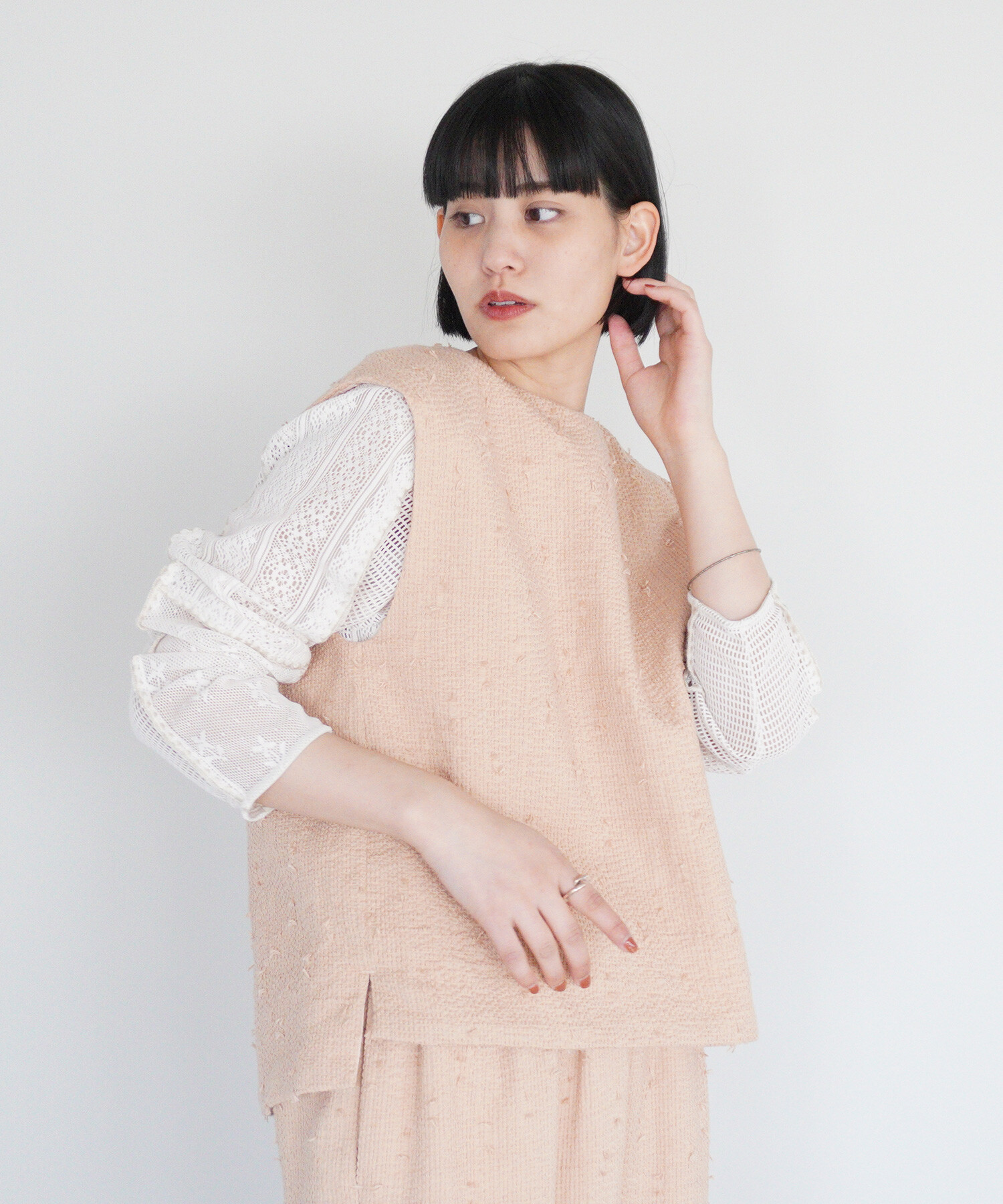 AMBIDEX Store 〇sashiko jacquard ベスト(F チャコールグレー