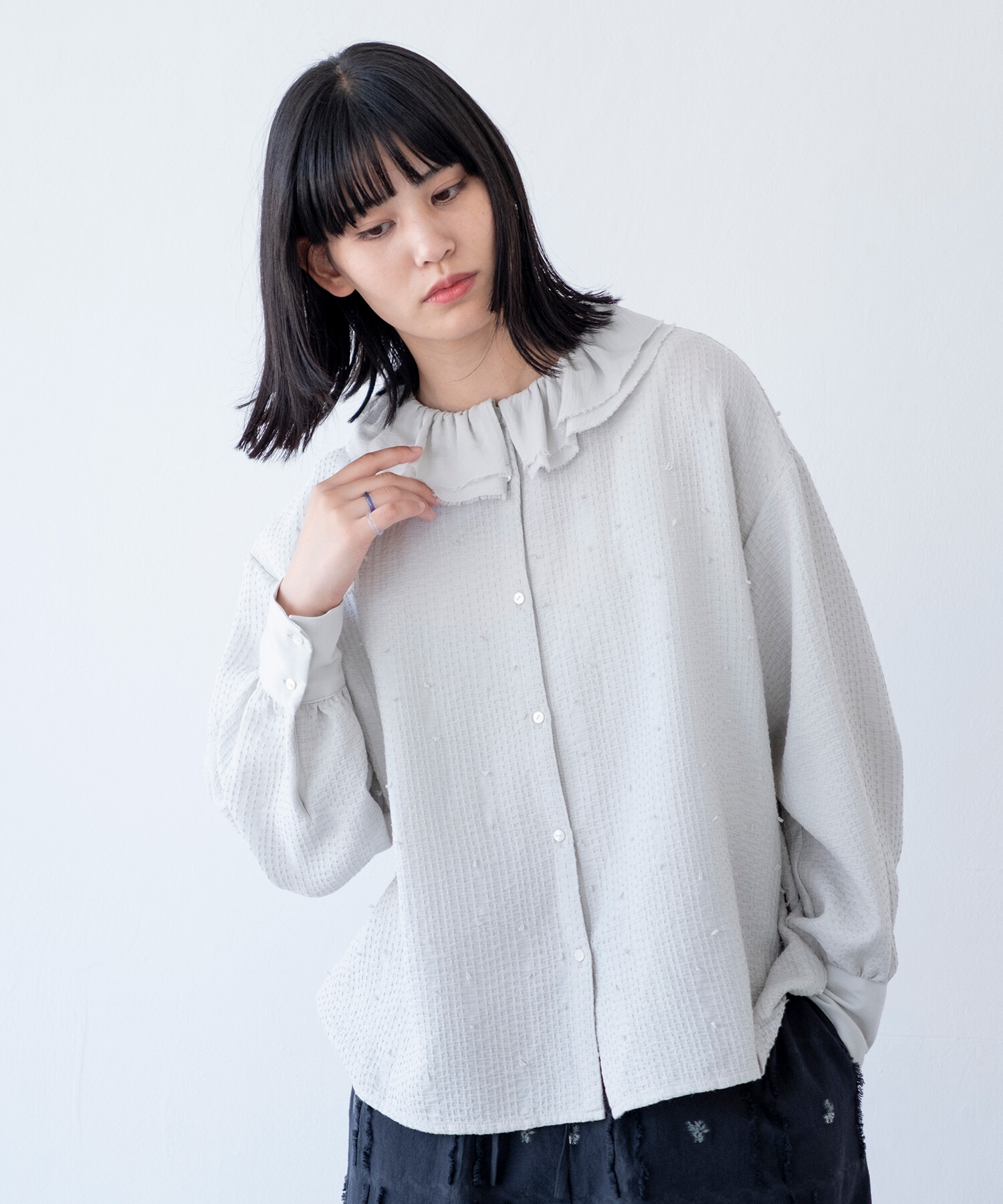 AMBIDEX Store 【予約販売】〇sashiko jacquard フリルカラー