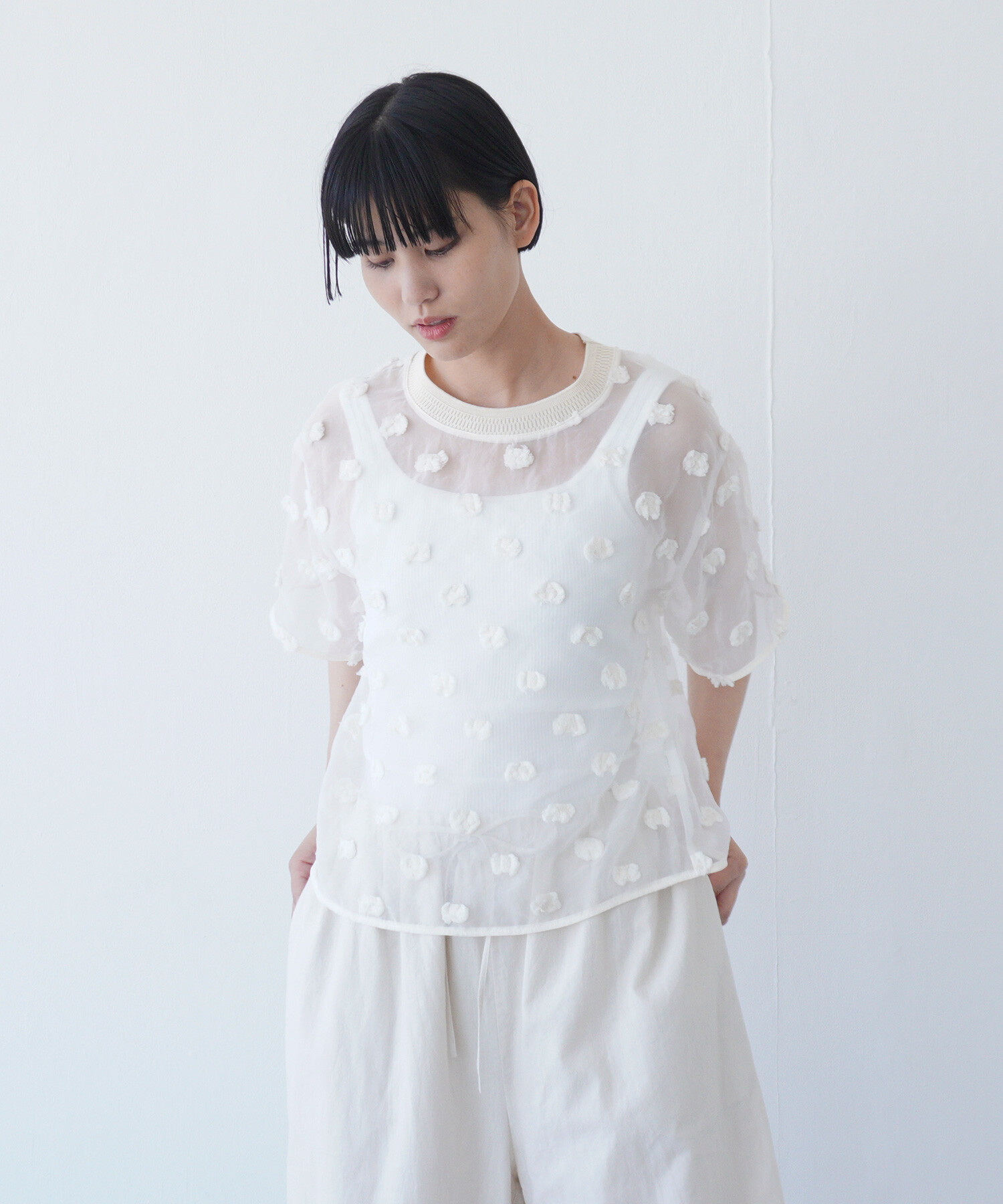 AMBIDEX Store 【予約販売】〇氷dot jacquard ブラウス(F クロ AMBIDEX Store 【予約販売】〇氷dot jacquard ブラウス(F クロ