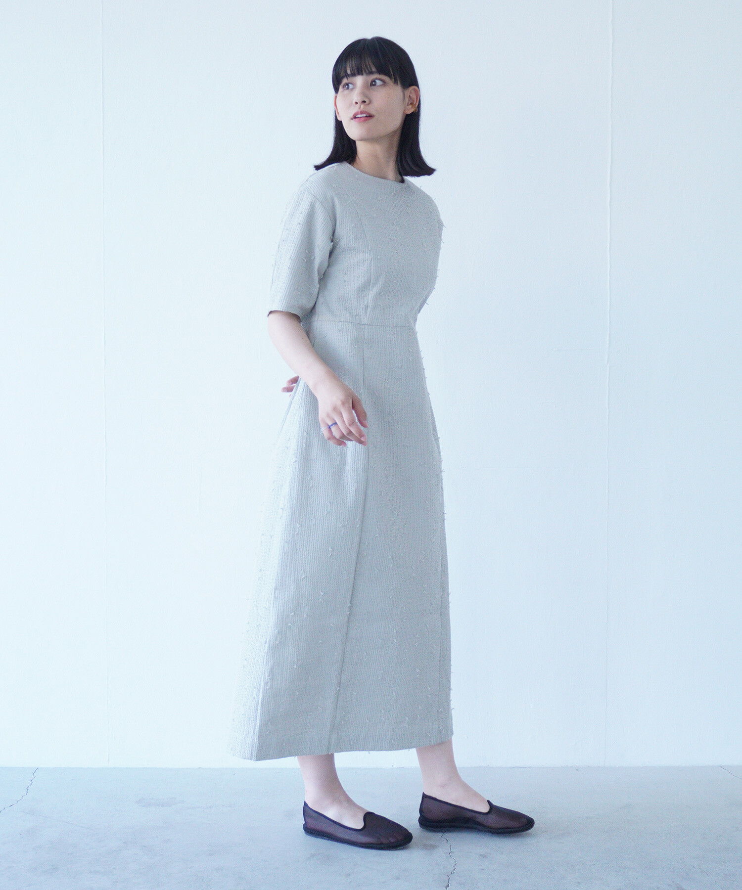 COCOページ AMBIDEX Store 〇sashiko jacquard コクーンドレス(F ライト