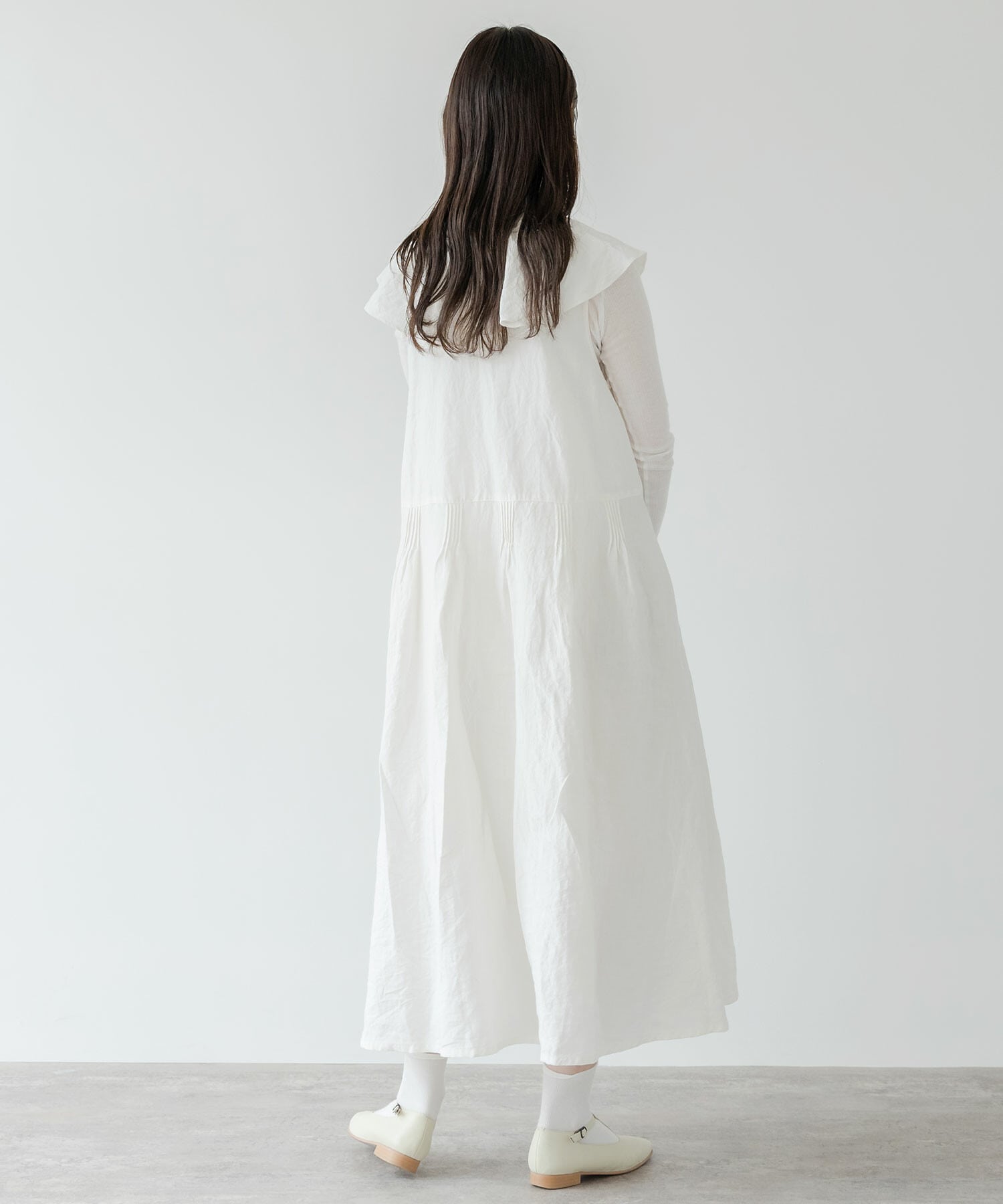 AMBIDEX Store △○linen pin tuck dress 01(F シロ): FLAT-cic-HATENA