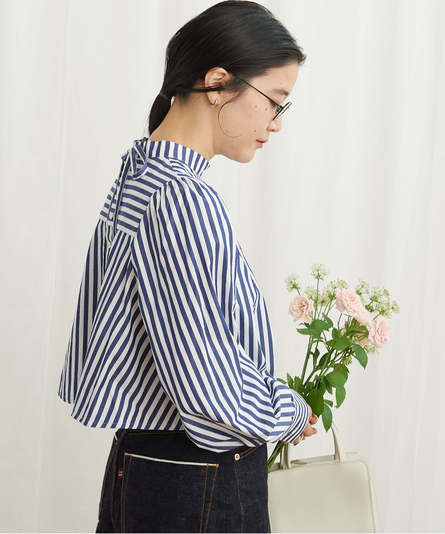 AMBIDEX Store ○STRIPE stand blouse(F コゲチャ): l'atelier du savon