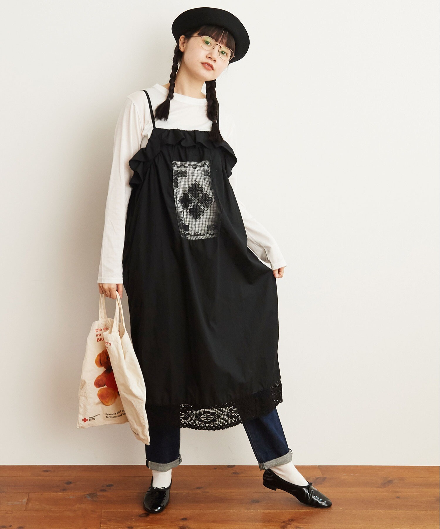AMBIDEX Store 【予約販売】○Tuscany lace apron dress(F シロ): l