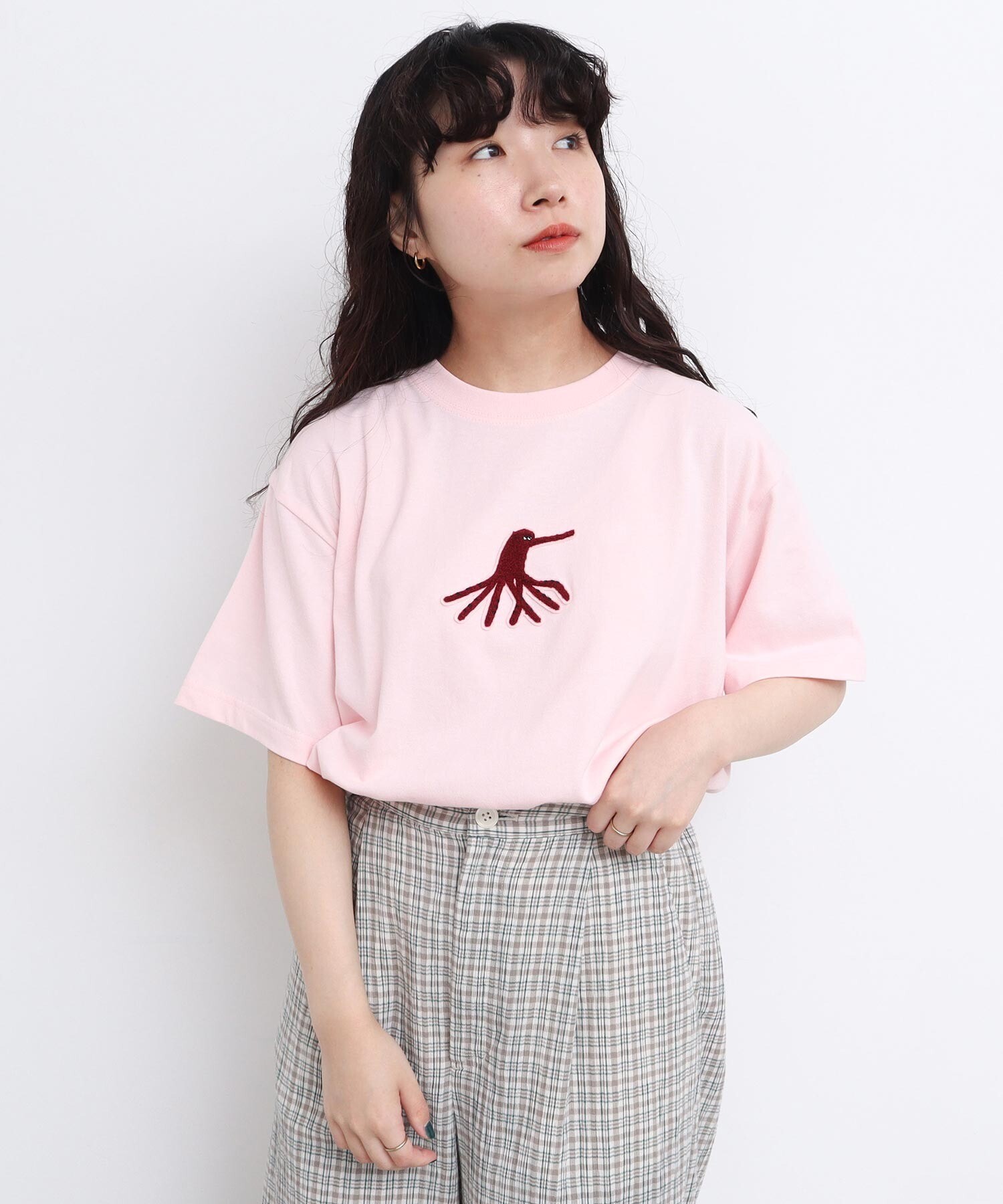 美品★海の生物刺繍 タコ Tシャツ ボーダー タコさん達 刺繍 Tシャツ