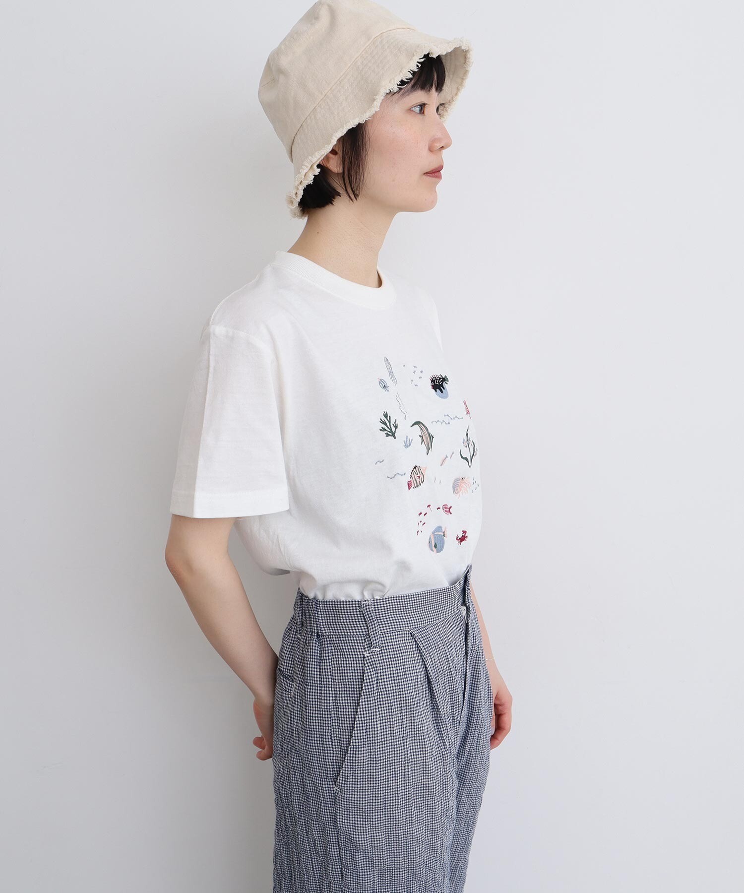 Hatsunex サガラ刺繍ライトオンススウェットTシャツ（ブラック