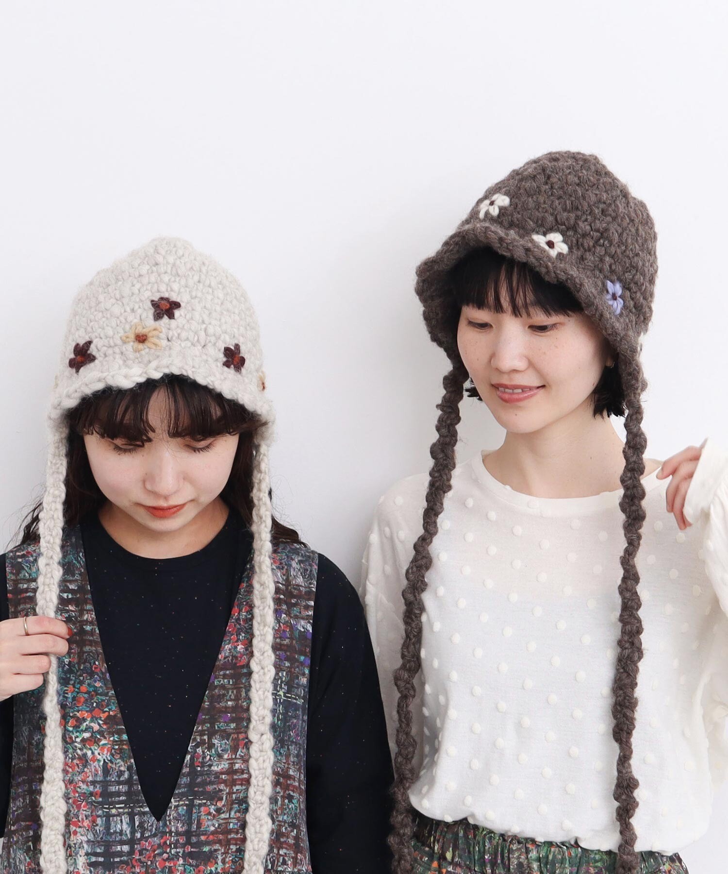 hana出品 AMBIDEX Store 【予約販売】〇ちいさな花のハンドニットハット (F