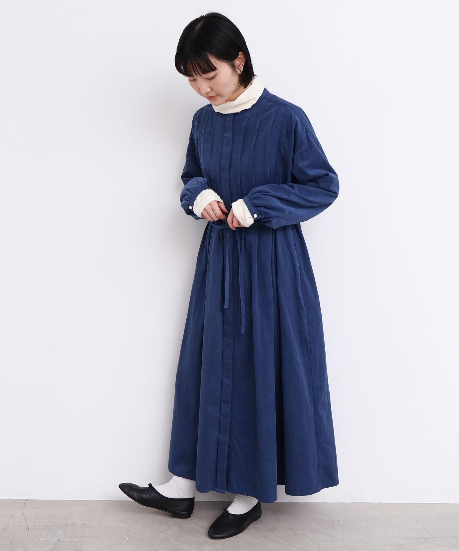 AMBIDEX Store 【予約販売】〇21Wシャツコール タックワンピース(F