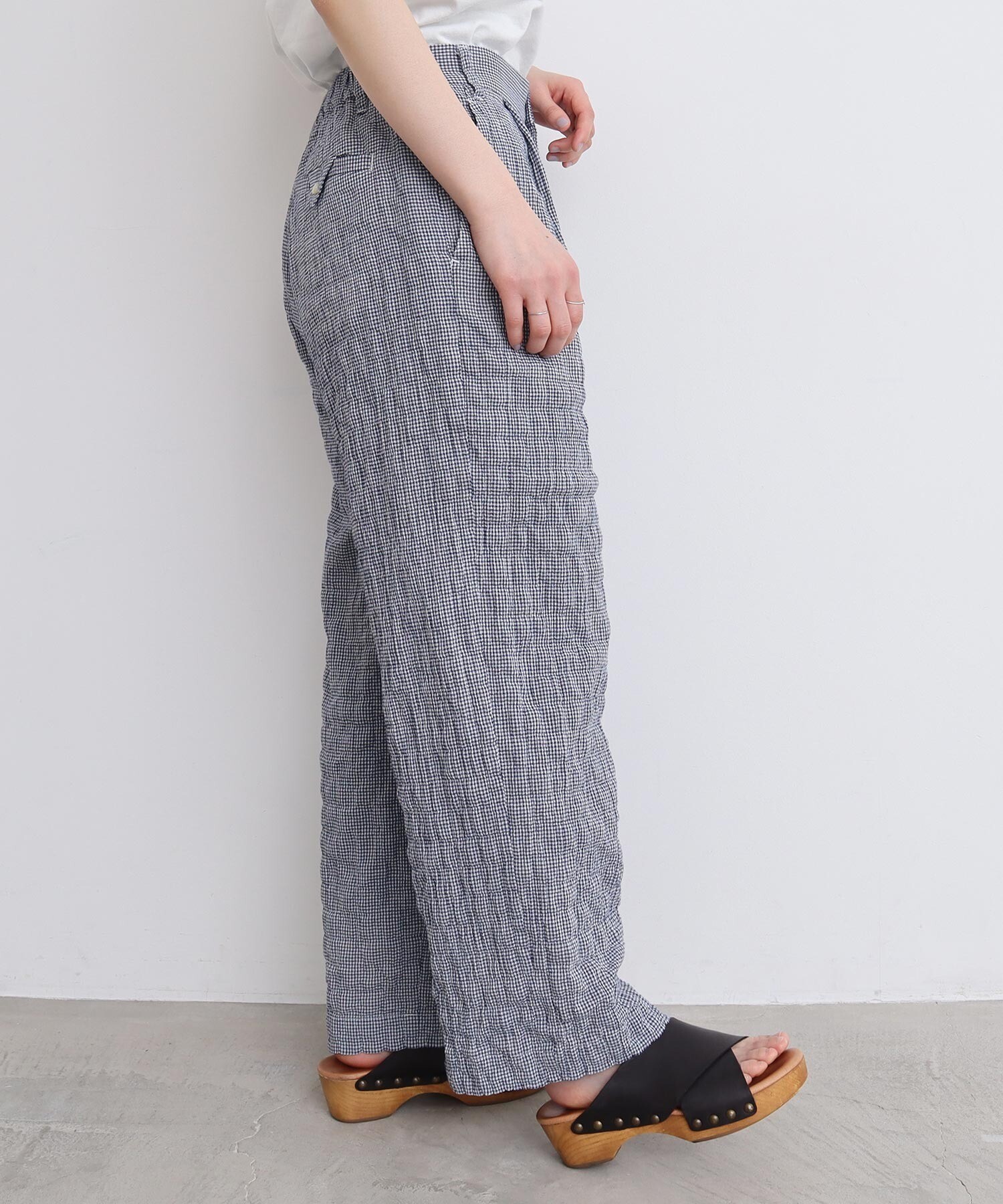 nico⭐︎❇︎ハンドメイド❇︎もんぺパンツ　サルエルタイプ　ブラックリネン　L リネンパンツ】大人かっこいい！ センタープレス ワイドパンツ