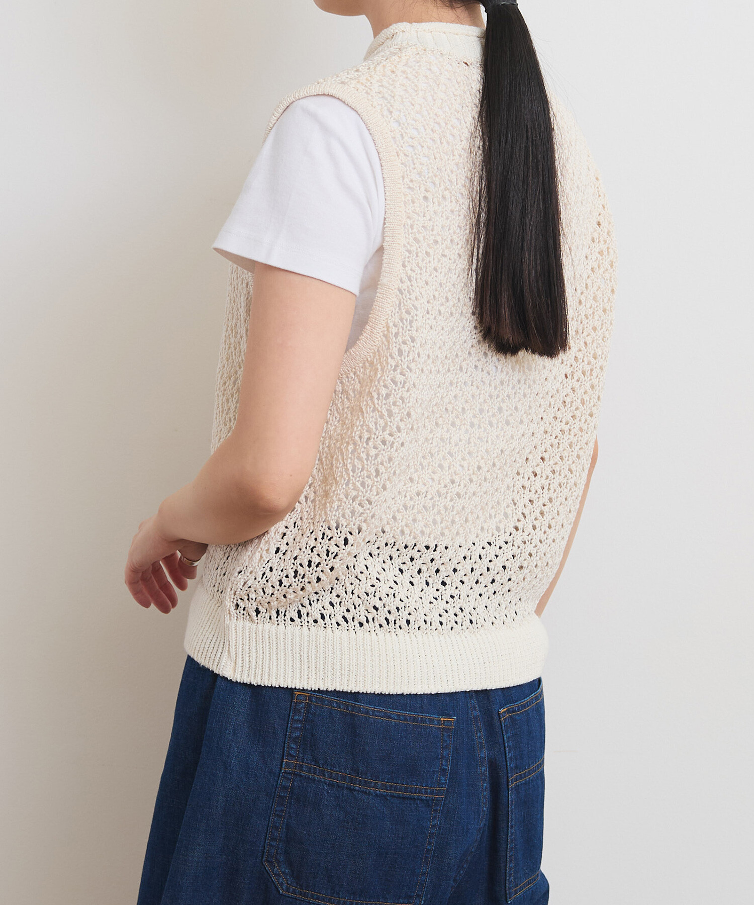 AMBIDEX Store ○〇変形メッシュ編みベスト(F キナリ): FLAT-cic