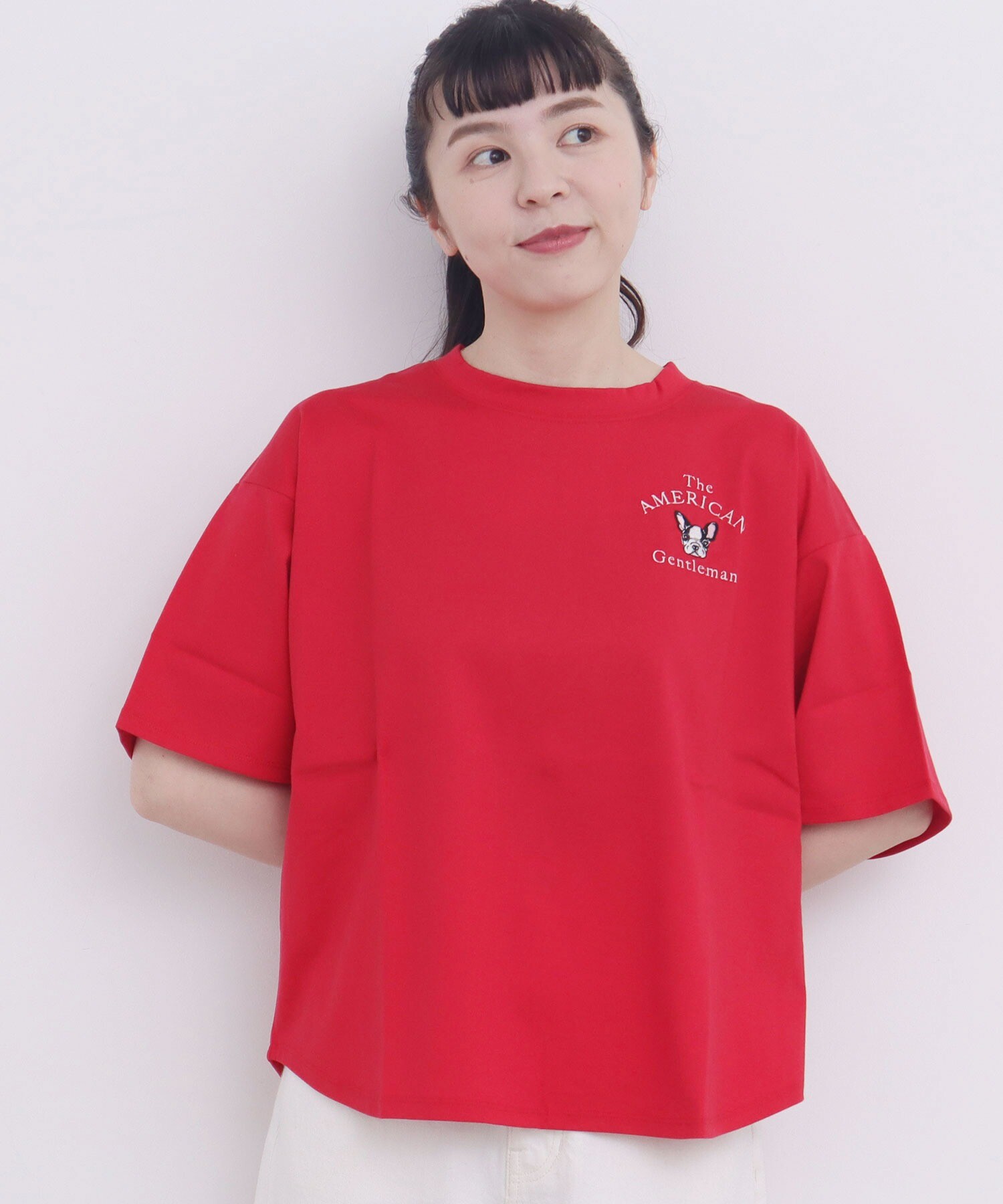 AMBIDEX Store ○ボストンテリア 刺繍 Tシャツ(F シロ): l'atelier du 