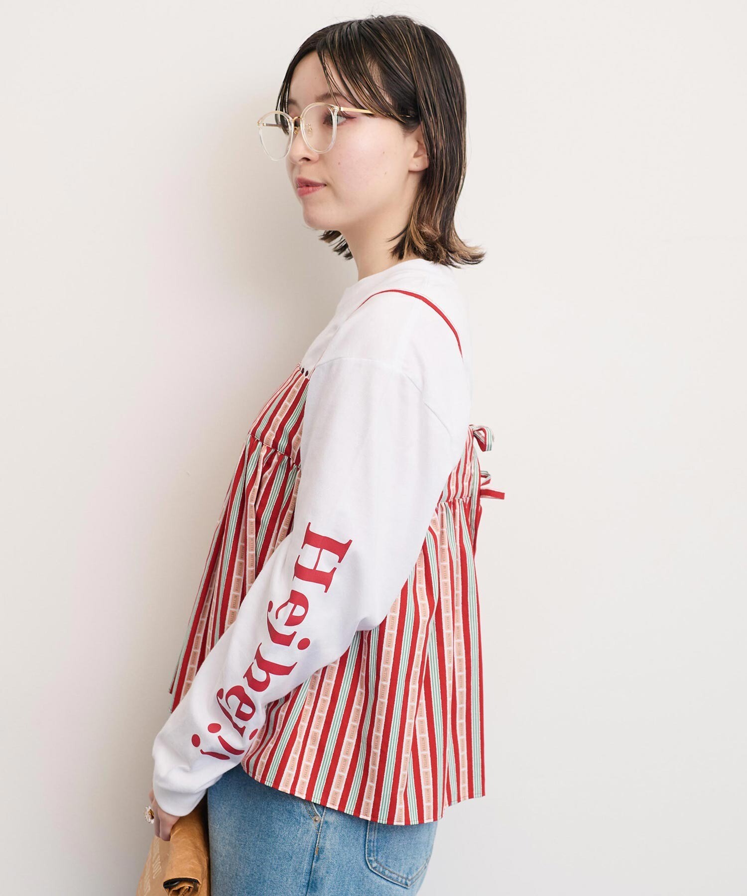 AMBIDEX Store ○○BETTER BUTTER STRIPE キャミブラウス(F アカ AMBIDEX Store ○○BETTER BUTTER STRIPE キャミブラウス(F アカ