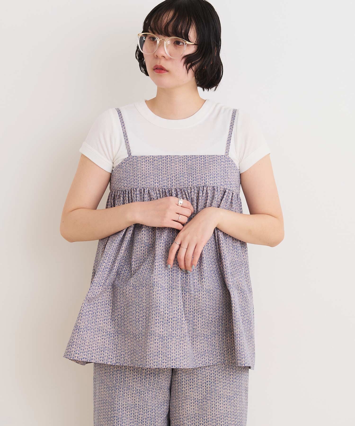 AMBIDEX Store 〇BASKET print キャミブラウス(F アオ): l