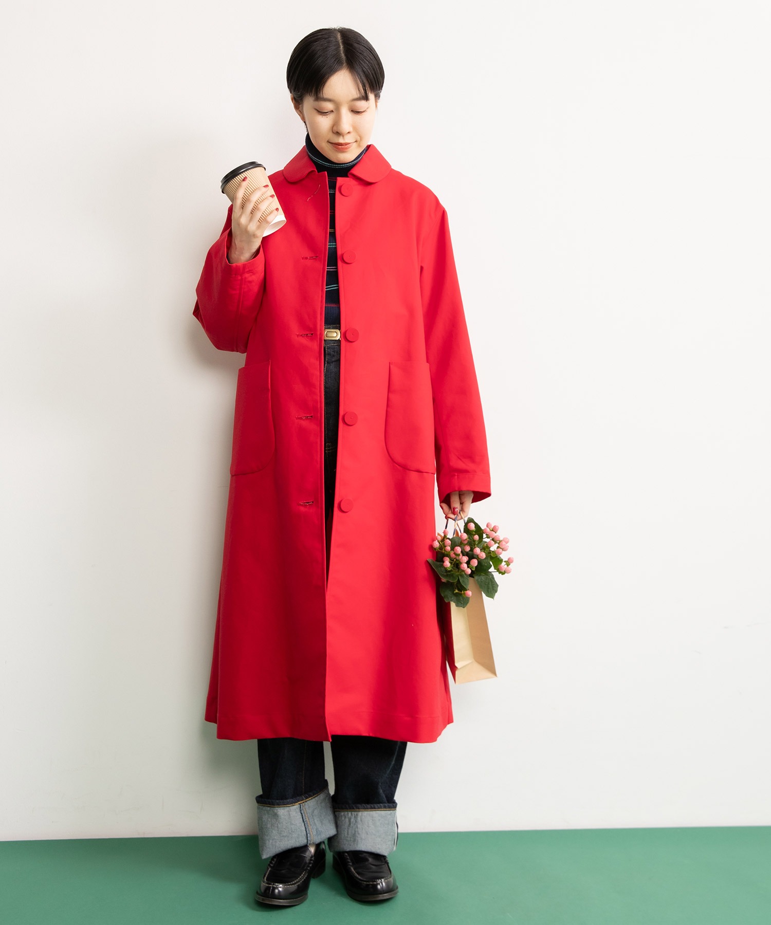 平2重ピーチセーブル 丸襟ステンコート