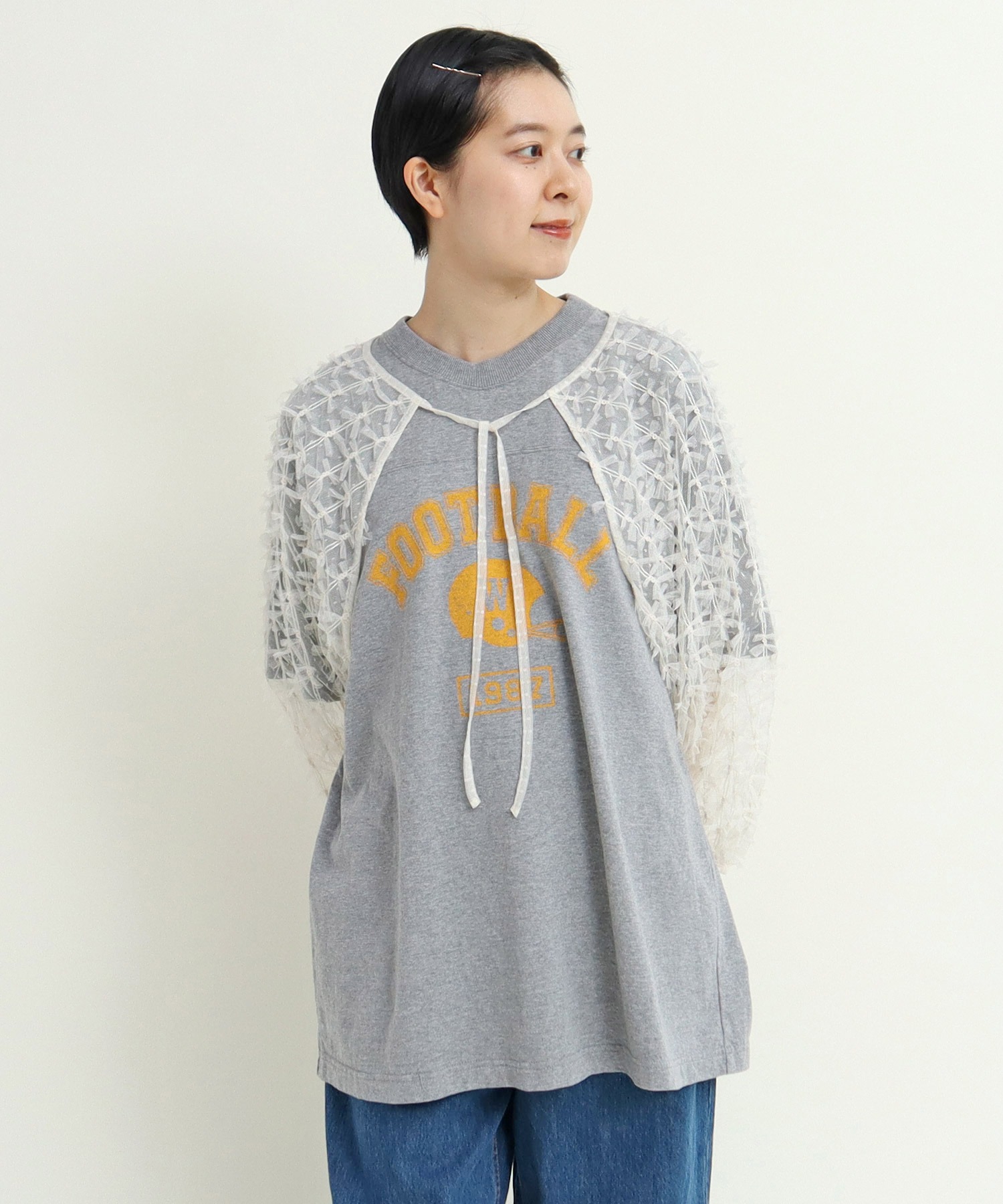 tシャツ ホールドット天竺　ダイアゴナルＴ レディース メンズ 45R天竺の四角Tシャツ（インディゴ）: WOMEN｜45R