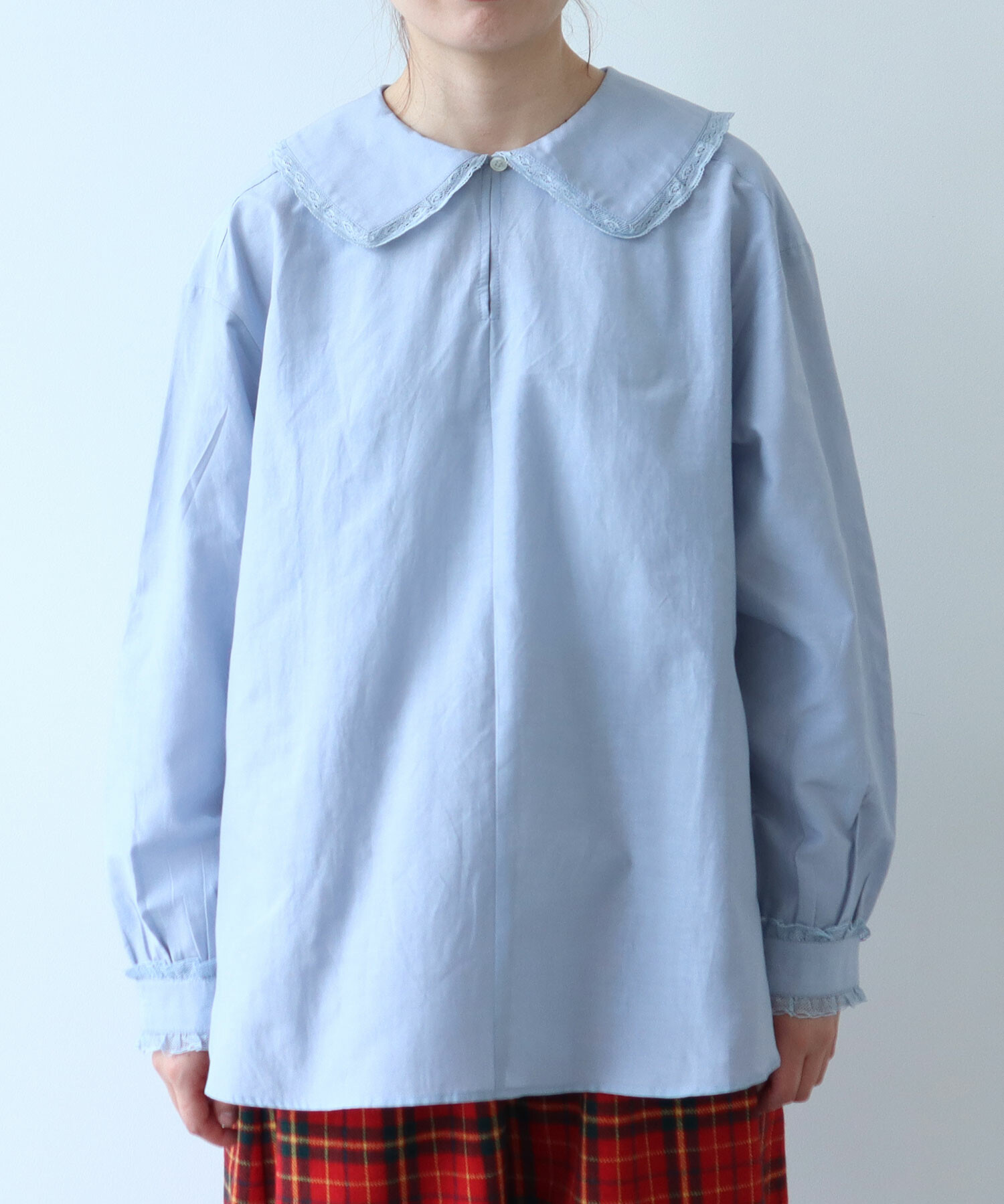 ブラウス シャツ コットン/シルク lace フリル衿ブラウス レディース AMBIDEX Store 【予約販売】〇 コットン / シルク lace フリル襟