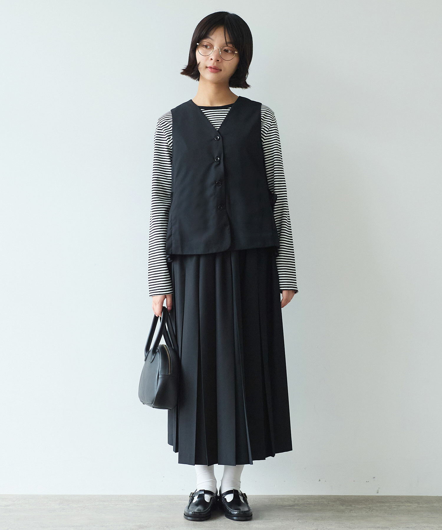 AMBIDEX Store △〇 T/R サイドプリーツベスト(F クロ): bulle de savon