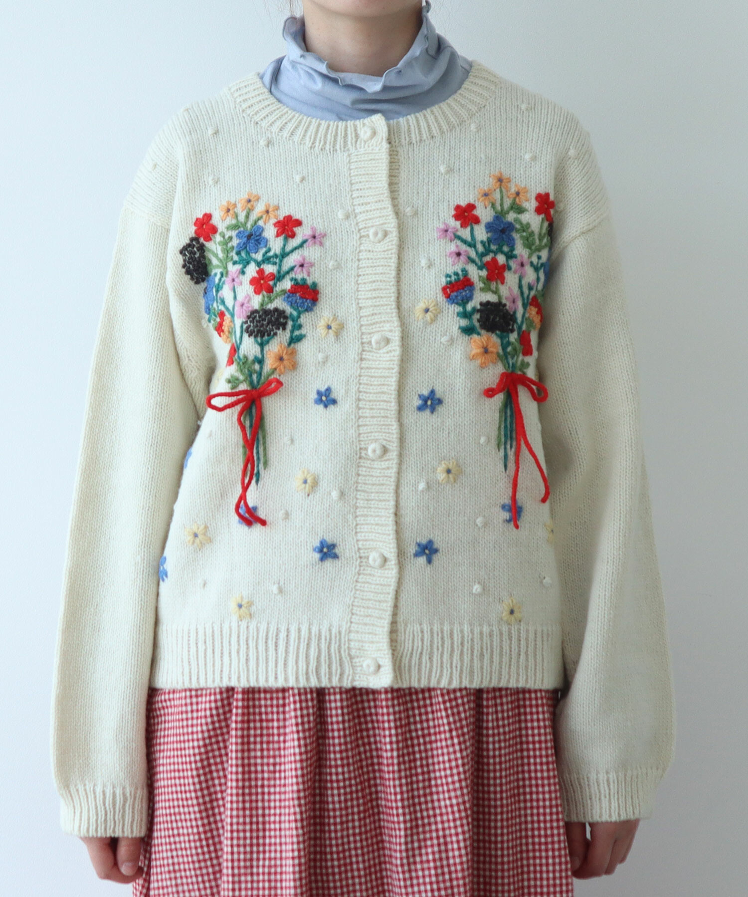 bulle de savon カーディガン AMBIDEX Store △1/48 wool 製品染め カーディガン(F ブルー