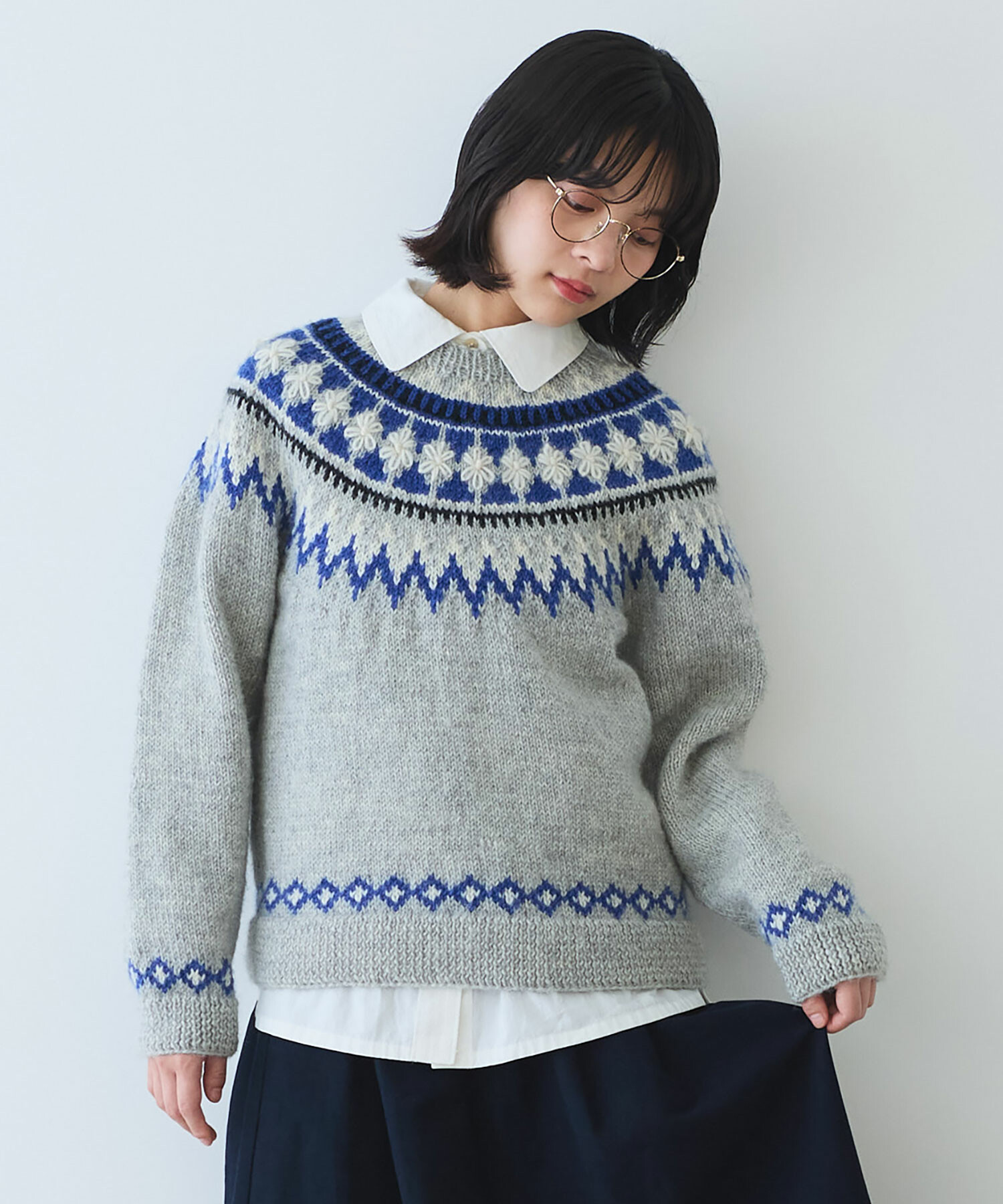 AMBIDEX Store 〇 ネパール ハンドニット ジグザグジャカード プル