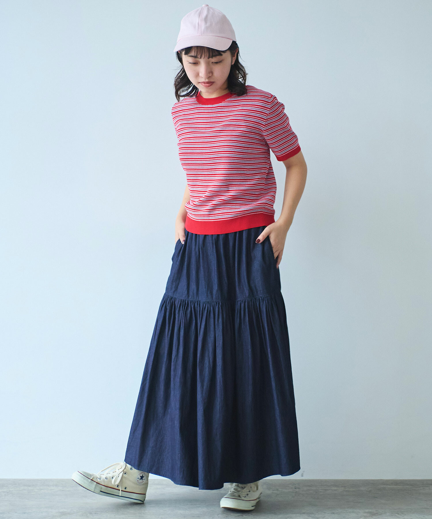 【新品】テンセルマルチボーダーニット ADAM ET ROPÉ FEMME(アダム エ ロペ ファム) / テンセルマルチ
