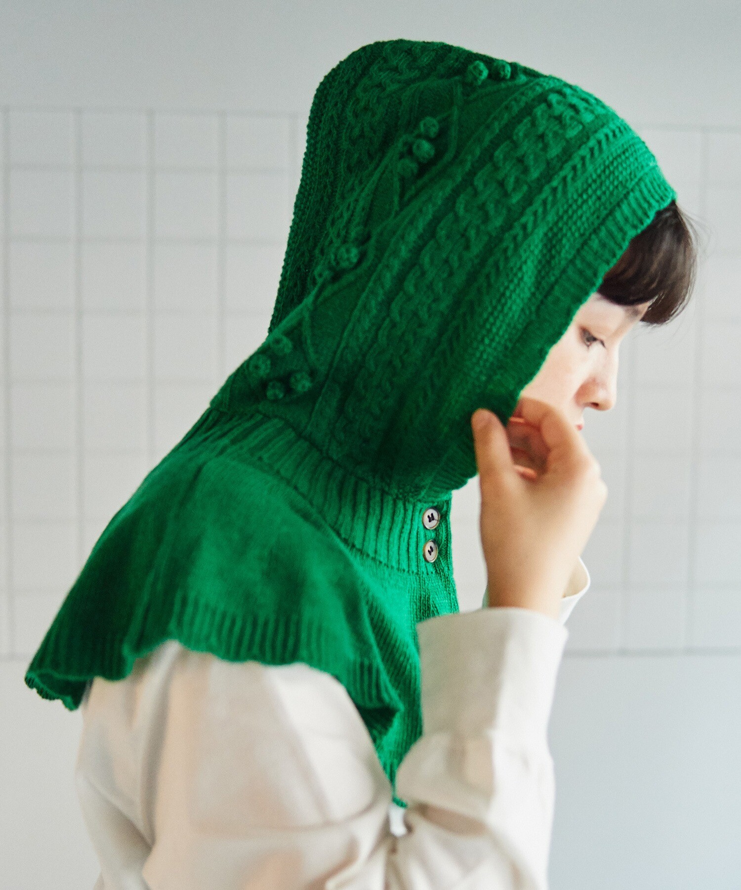 AMBIDEX Store △knit cape(F グリーン): bulle de savon