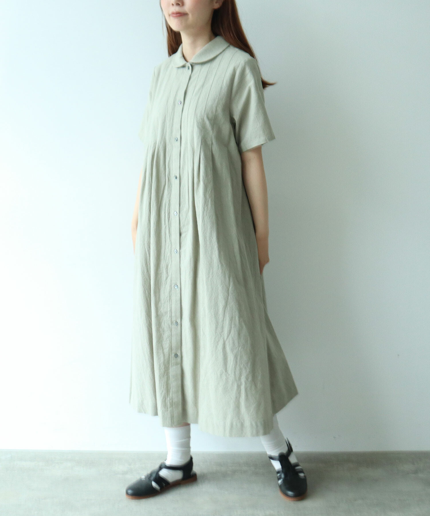 AMBIDEX Store 〇 60sフレンチリネン 丸襟ワンピース(F サックス